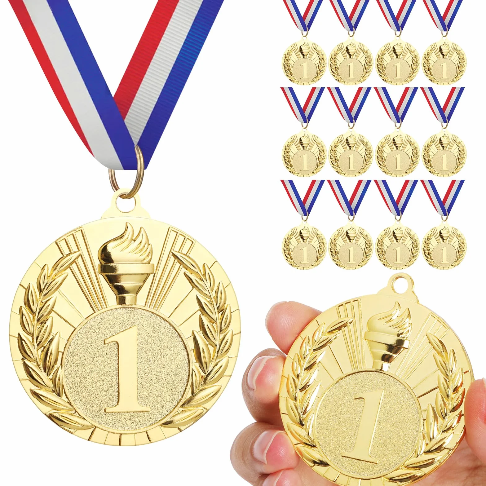GeeRic 12 Piezas Medallas de Oro para Niños, Fiestas Infantiles y Premios Deportivos