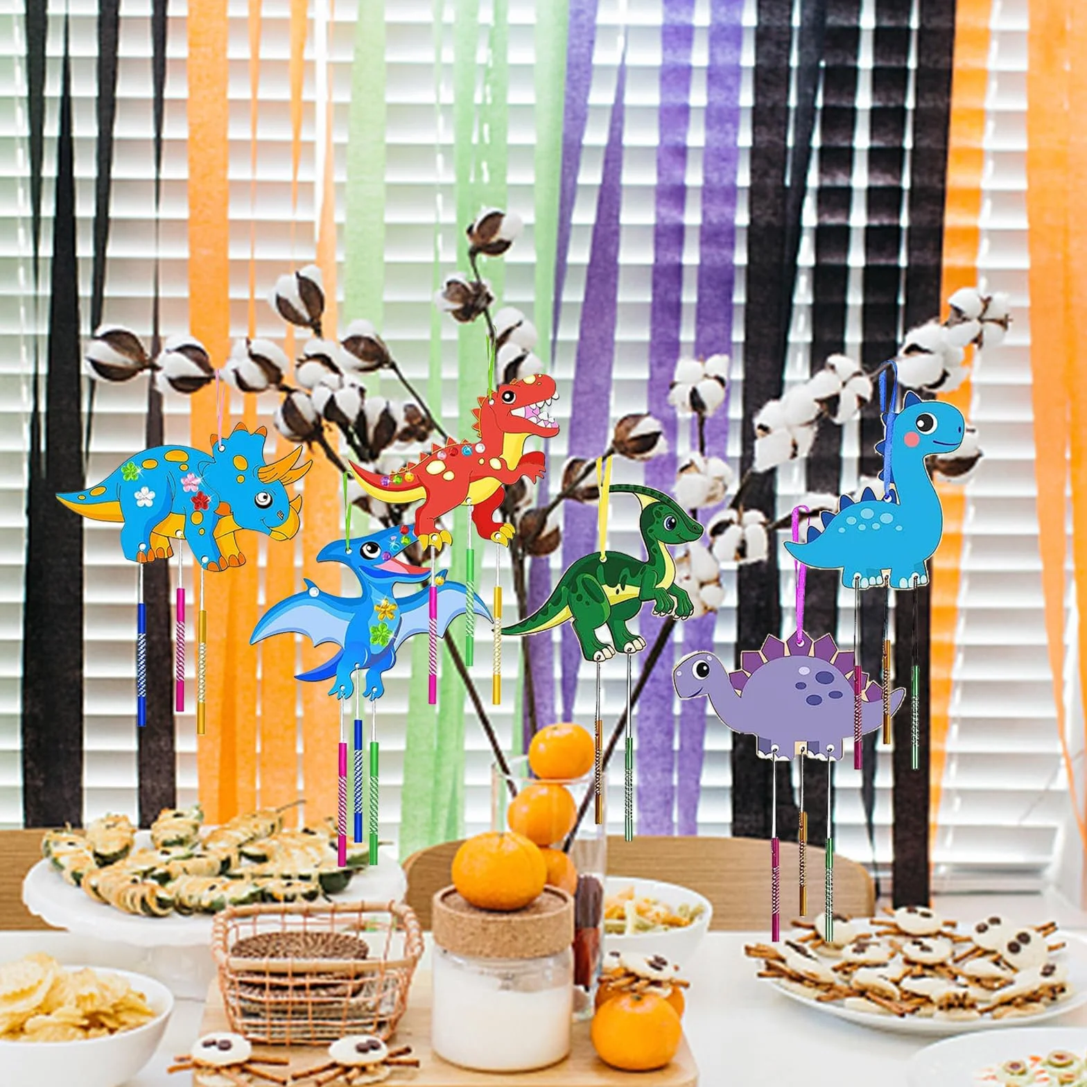 Dinosaurio Carillón de Viento 10 Piezas Artesanía Pintura Decoración Colgante Halloween Navidad