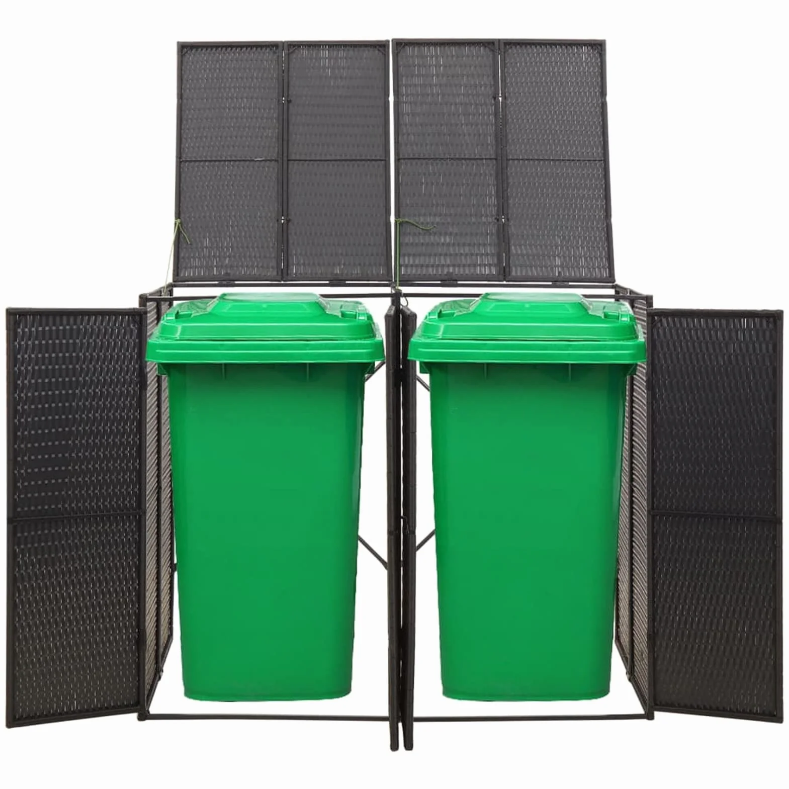 Gecheer Cobertizo Basura Exterior 140x80x117cm Negro PE para 2 Contenedores