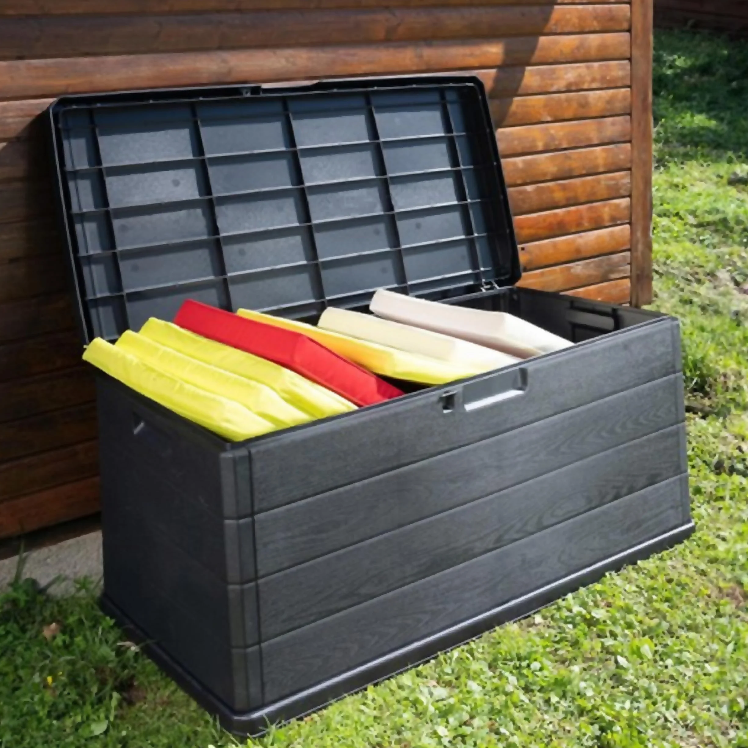 Baul Almacenaje Exterior Polipropileno Antracita 340 Litros 118x59x57 cm Tapa Cerradura