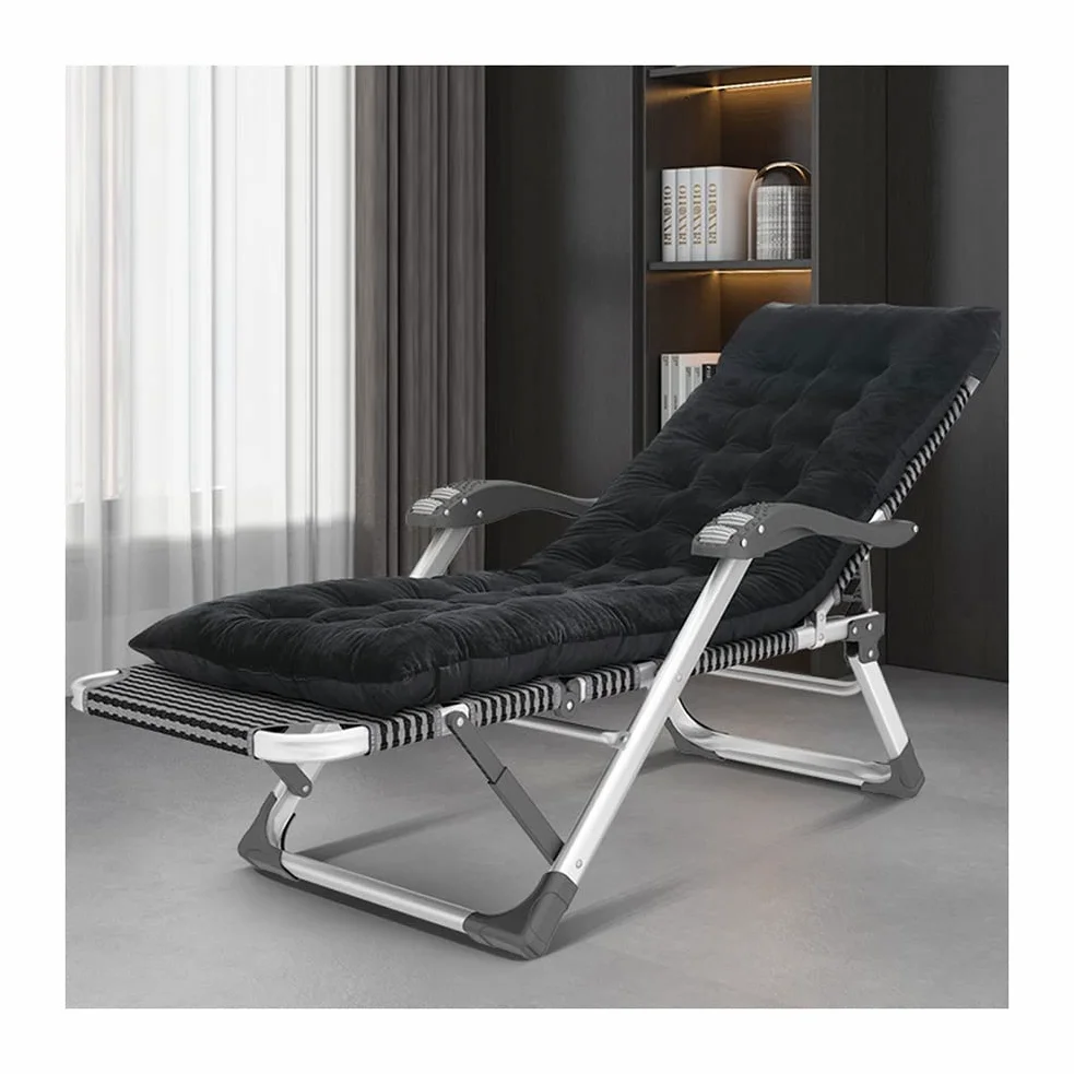 Sillón de Gravedad Cero Acolchado, Plegable, para Patio, para Exteriores, reclinable, con Almohadas y reposabrazos de Masaje para Piscina, Patio Trasero y Playa (Color: A)