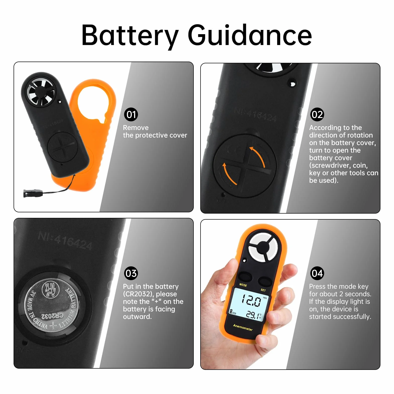 Anemómetro de mano digital con pantalla LCD, medidor de velocidad del viento MAX/MIN/AVG para cometas y meteorología