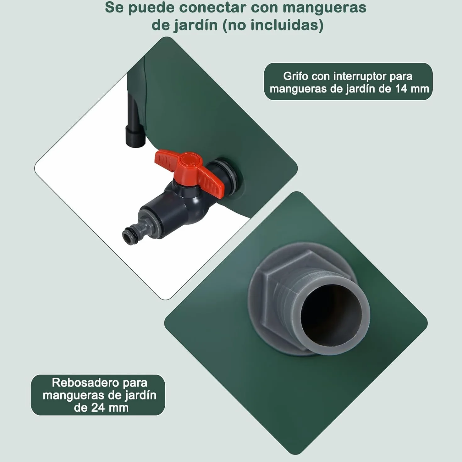 GOPLUS Barril de Lluvia Plegable 225 L Depósito Agua con Grifo Válvula Drenaje Filtro Tanque Recogida Agua Lluvia Riego Jardín