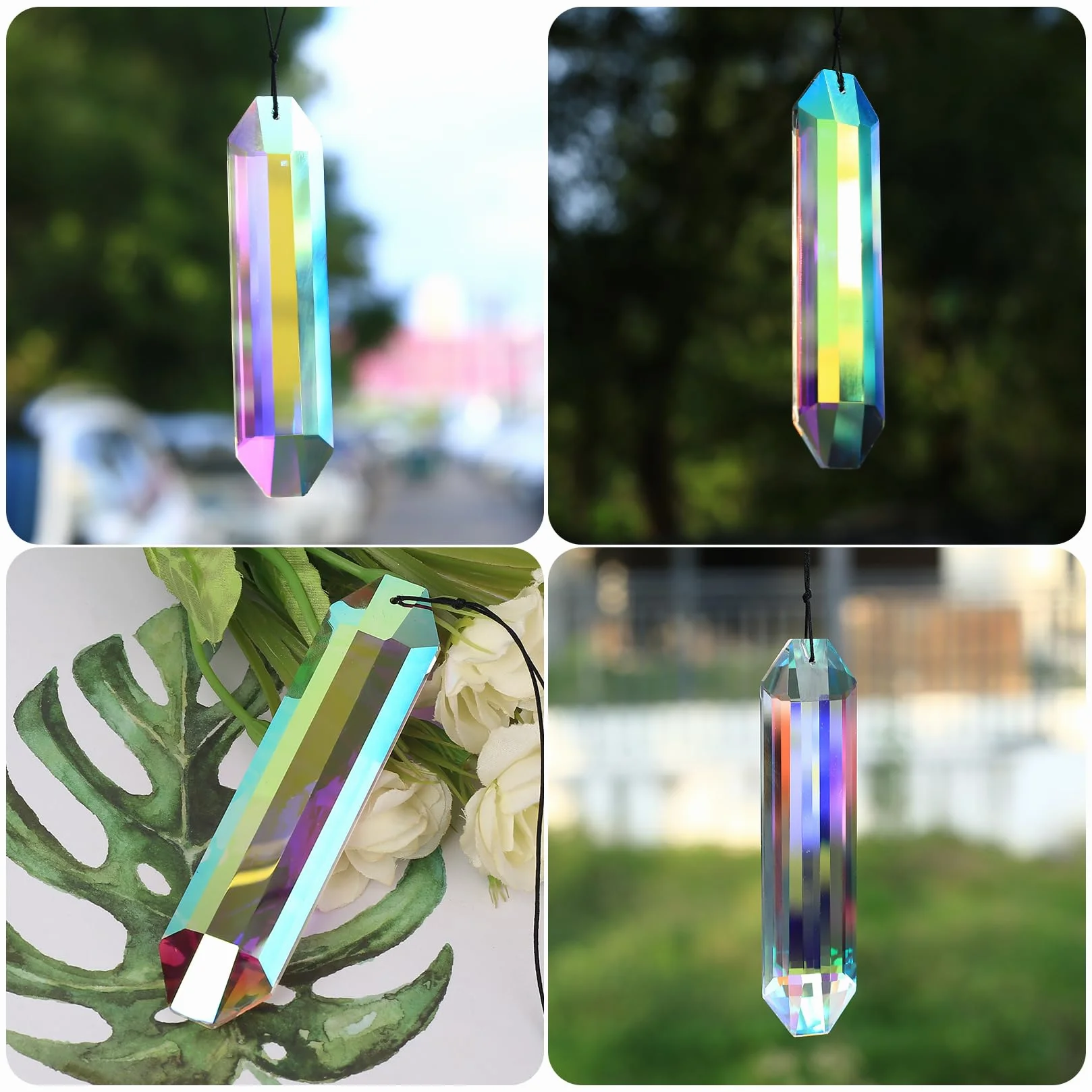 Atrapasoles Cristal Colgante Prisma Transparente Hexagonal para Decoración Ventana Hogar