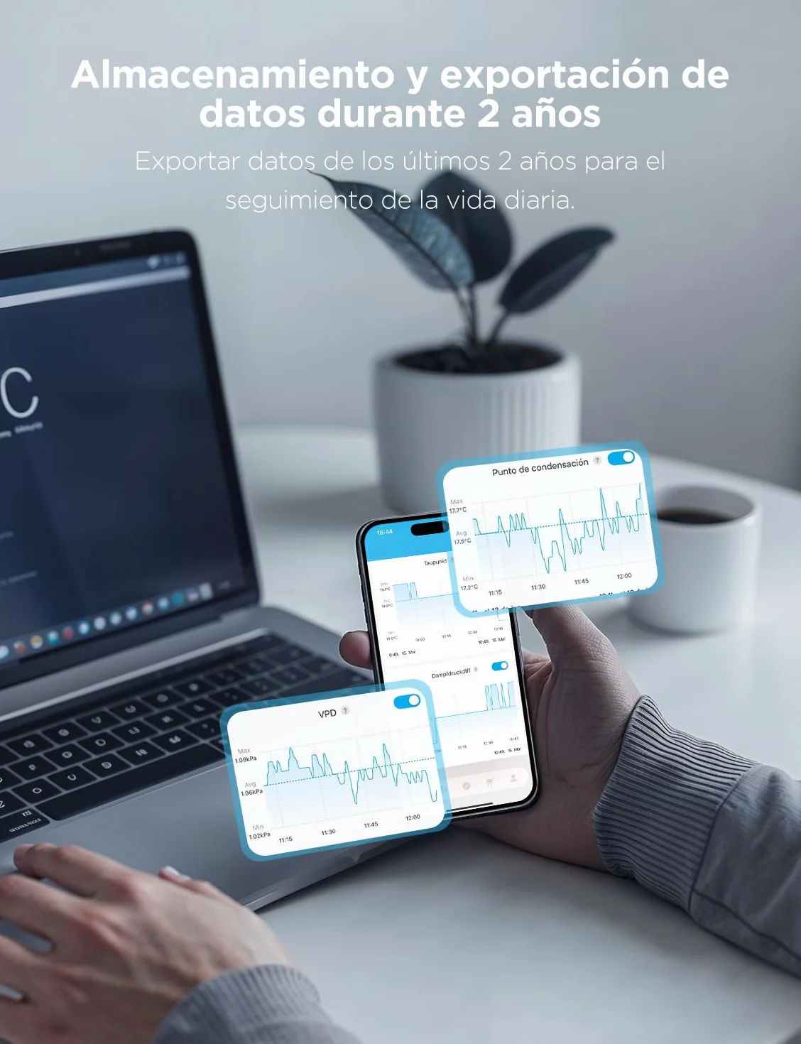 Govee Termómetro Higrómetro Bluetooth LCD Medidor Digital Humedad Temperatura Interior con Almacenamiento Datos Alerta
