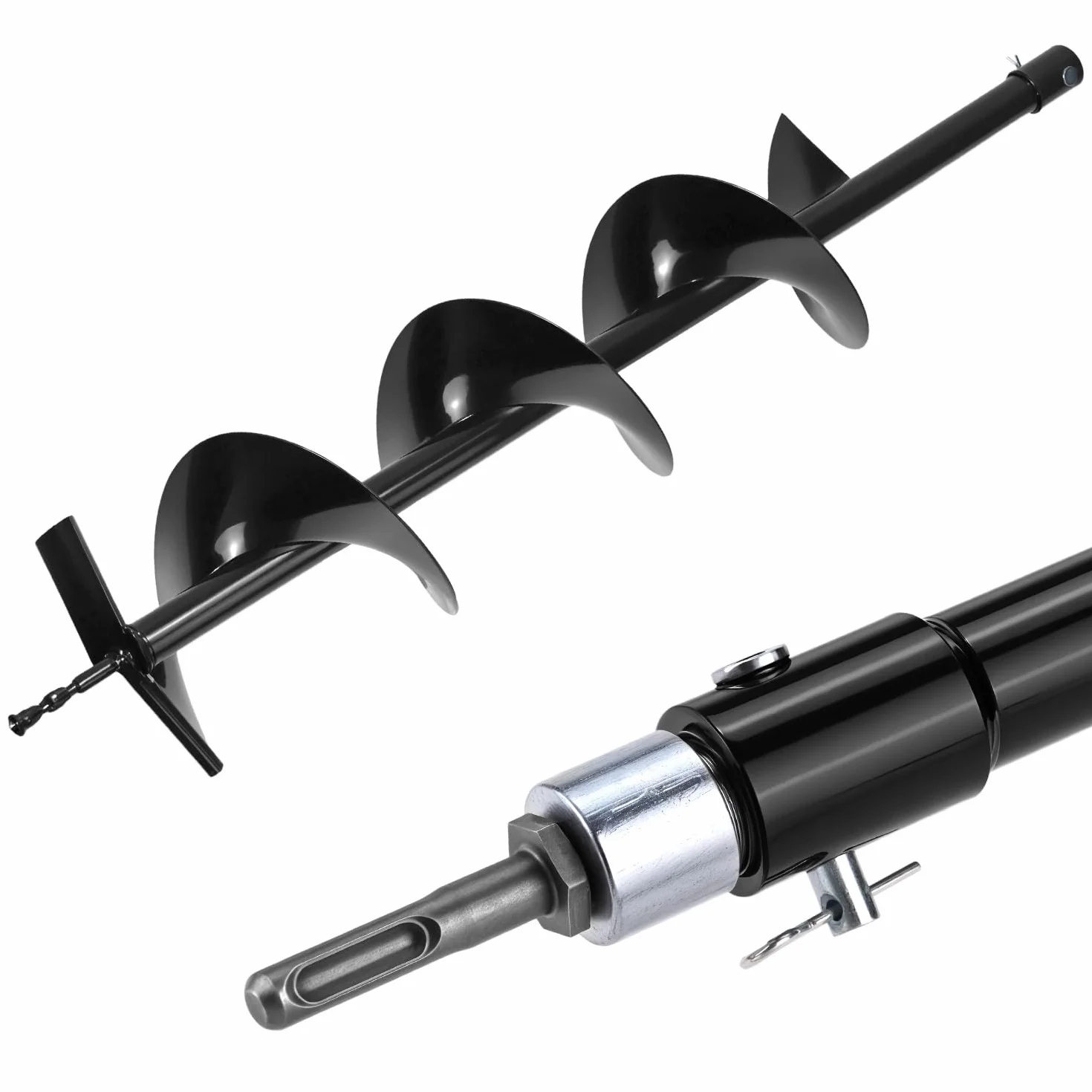 QWORK Taladro de Tierra ⌀ 150 mm Taladro Pilotes 80 cm para Perforar Agujeros Plantar Arboles