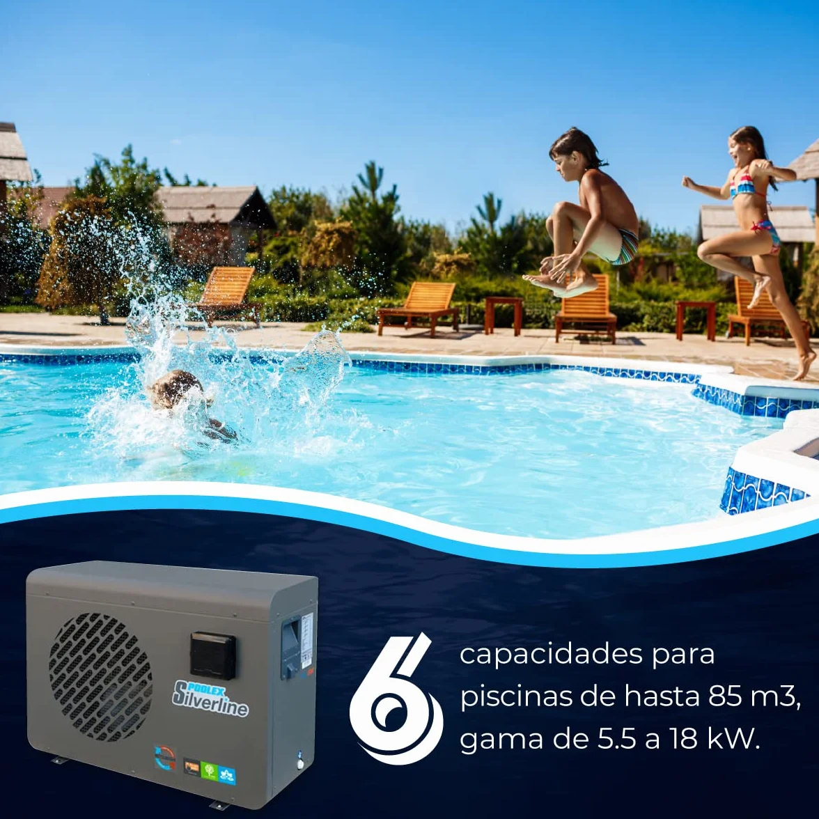 POOLEX Silverline 55 Bomba de Calor Gris