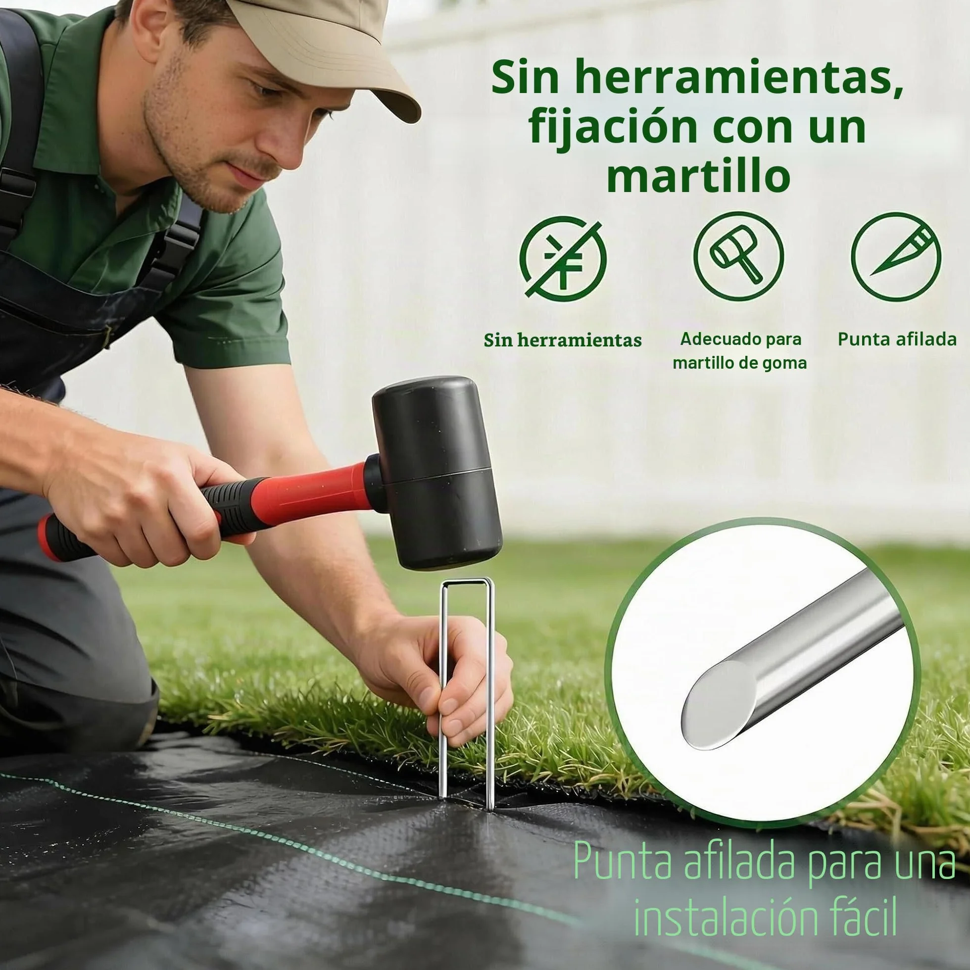 Amagabeli Juego de 200 estacas galvanizadas para jardín, Grapas de 6 Pulgadas Calibre 11
