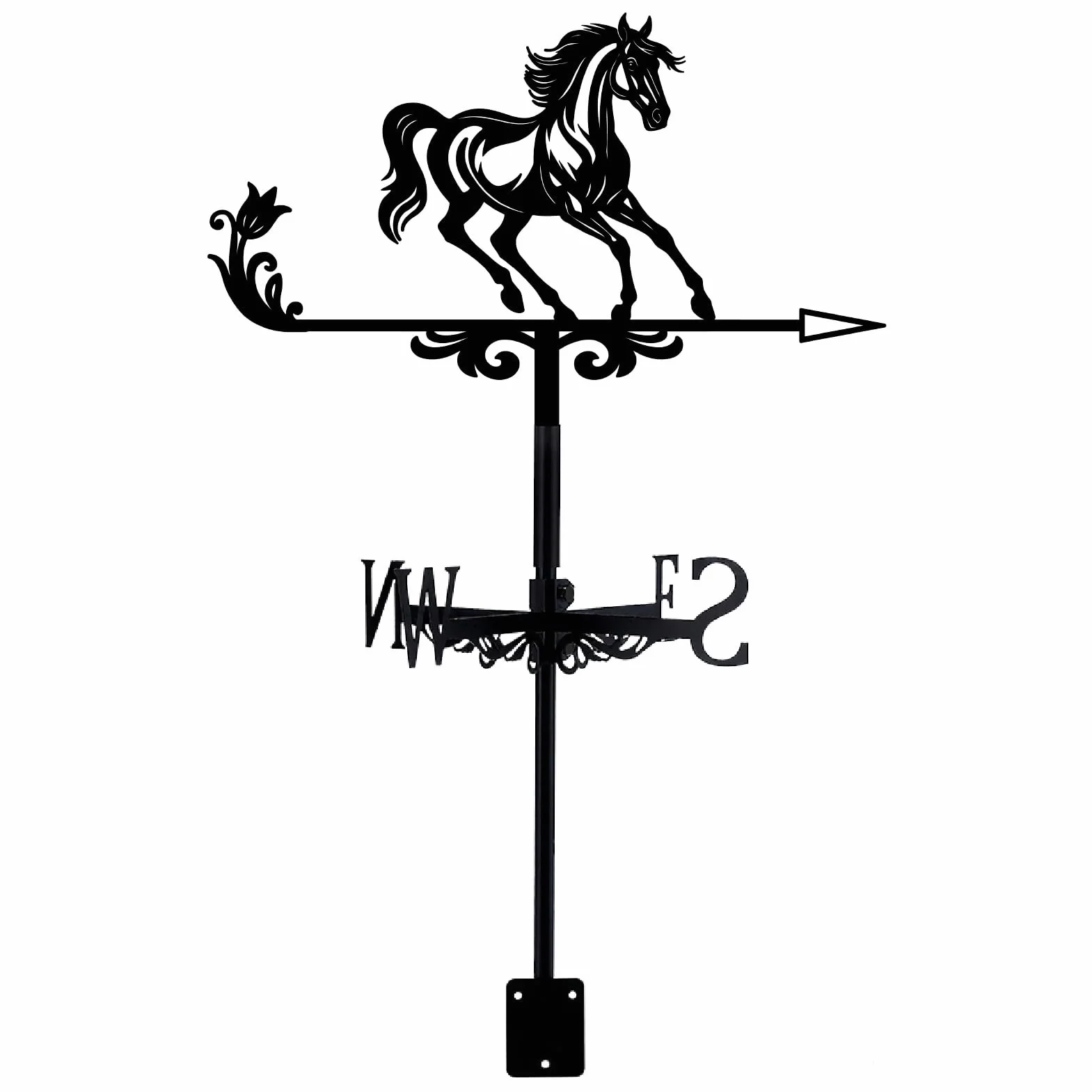 Veleta de Metal Caballo Negro Indicador Dirección Viento 9.9 x 14 Pulgadas