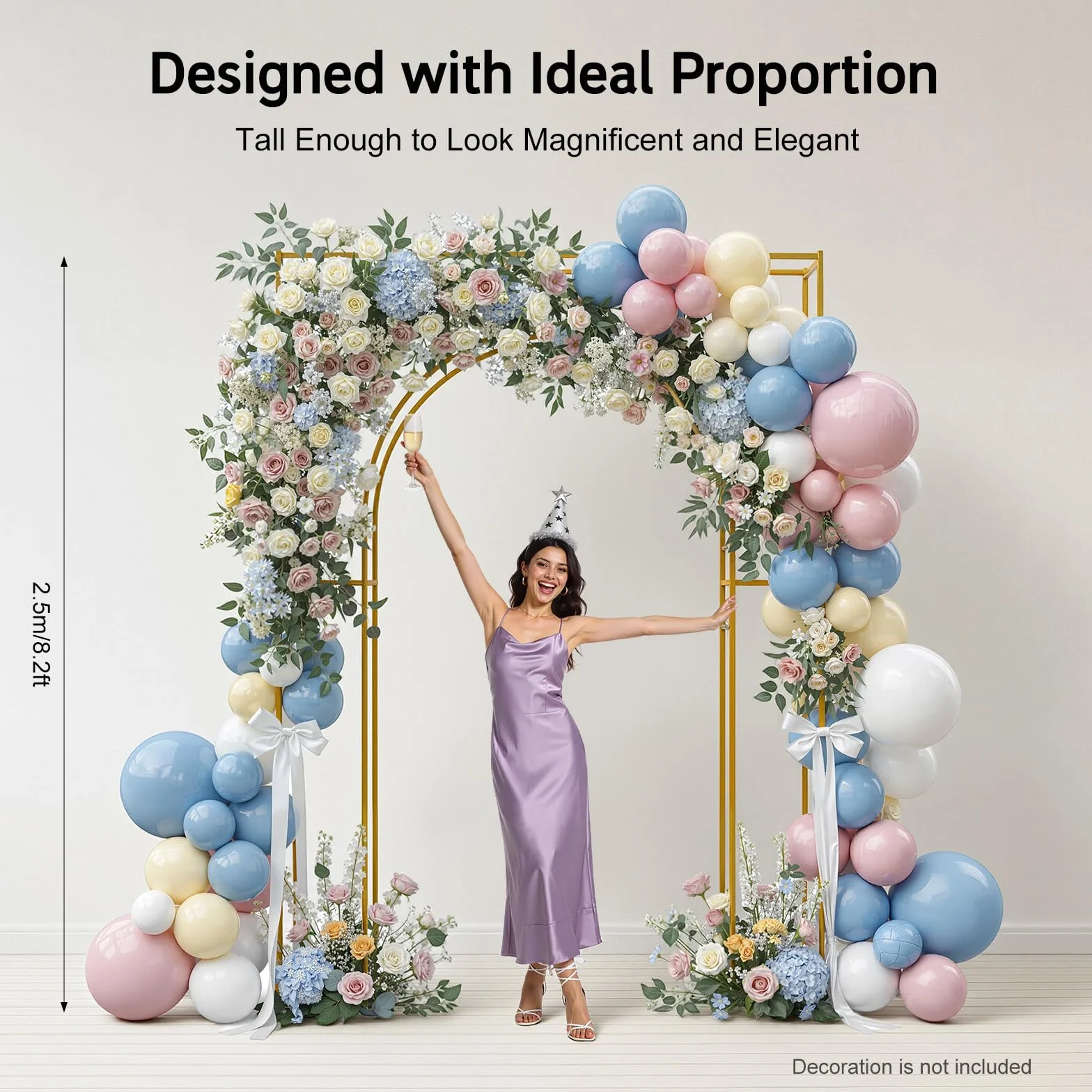 Arco de boda dorado metálico doble soporte ceremonia diseño moderno montaje rápido