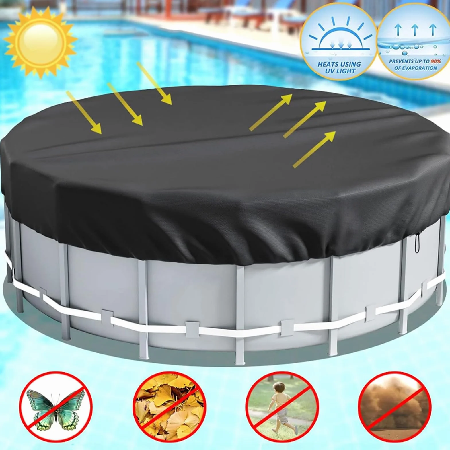 Lona para Piscina Redonda Alta Resistencia al Desgarro Protección UV Cubierta
