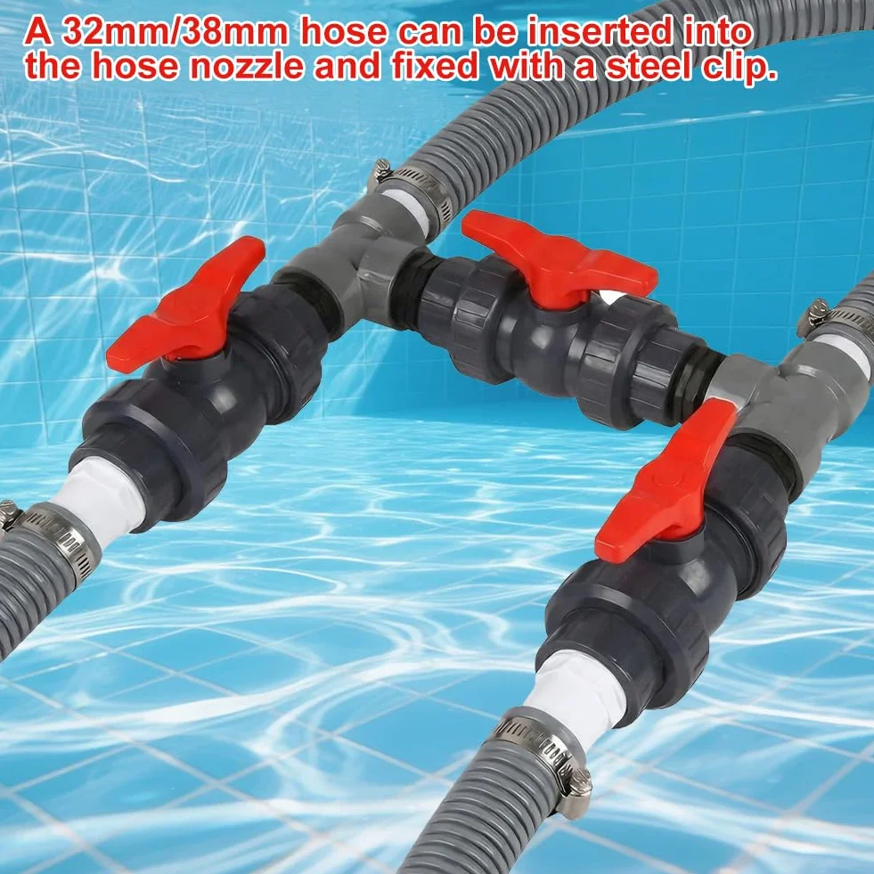 Bypass Pool Set Ø 50 mm Bomba de Calor Conector con Mangueras 32 mm 38 mm para Piscina Solar