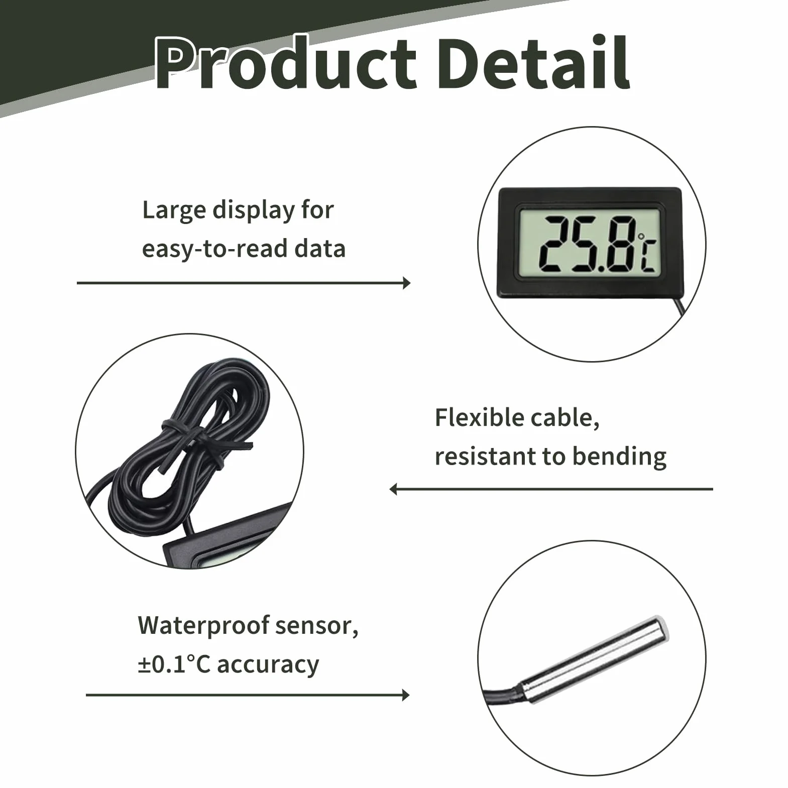 Termómetros Digitales LCD con Sonda Externa, Lote de 6, para Refrigerador Congelador Acuario Reptil