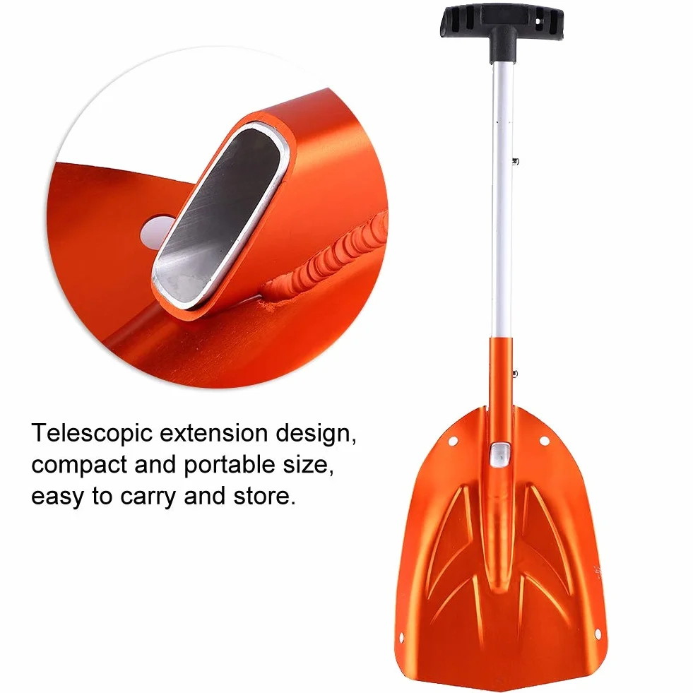 Pala de Nieve de Aleación de Aluminio Antideslizante, Longitud Telescópica 44 cm para Jardín