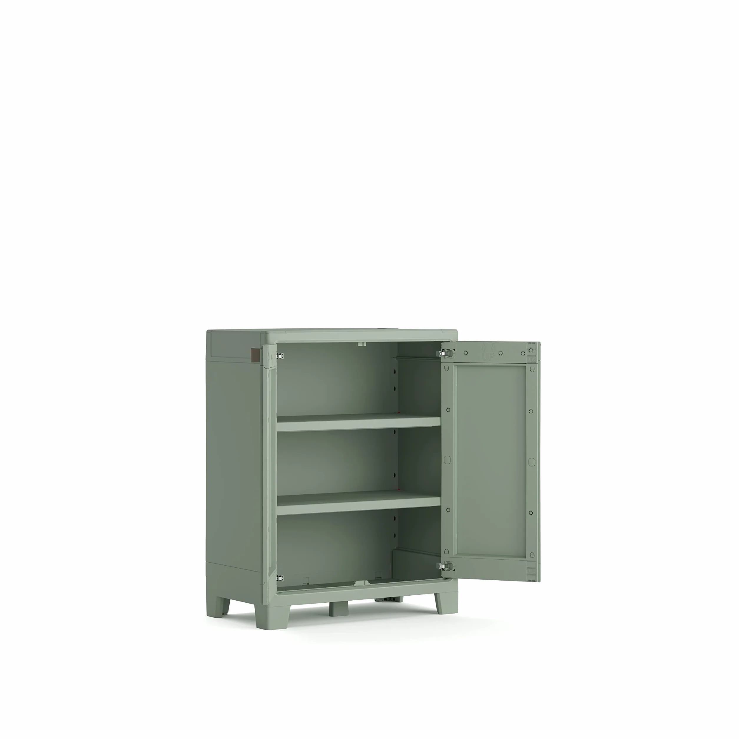 Keter Planet Outdoor Bajo Armario Almacenaje Resina Resistente al Agua 2 Puertas 80 x 44 x 100 cm Verde