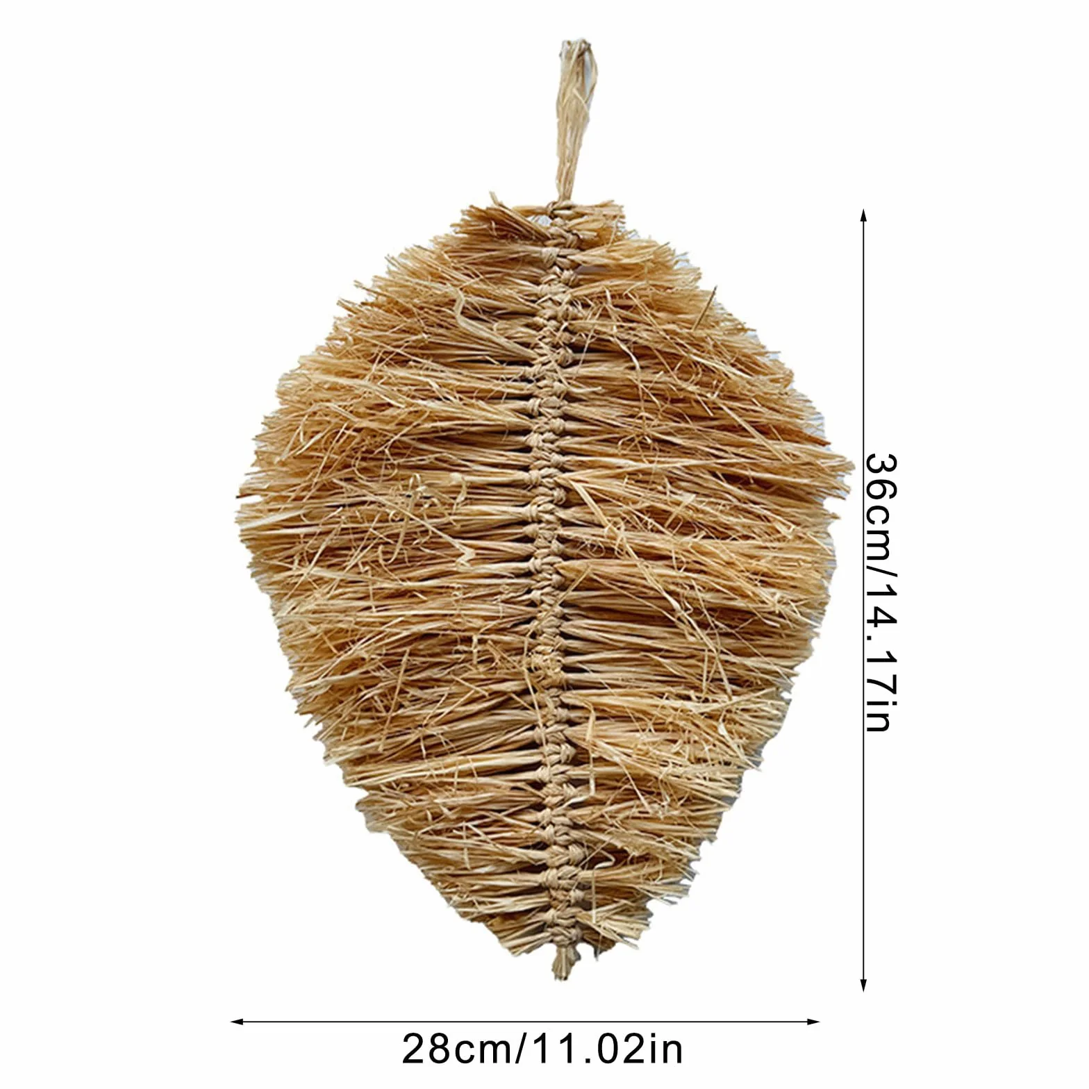 Adorno colgante de pared de rafia tejida a mano con forma de hoja, decoración para cabaña y dormitorio