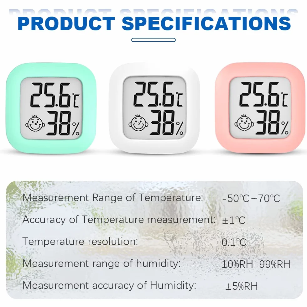 Mini Termómetro Higrómetro Digital Medidor de Temperatura y Humedad, Termohigrómetro de Interior (3 Piezas)