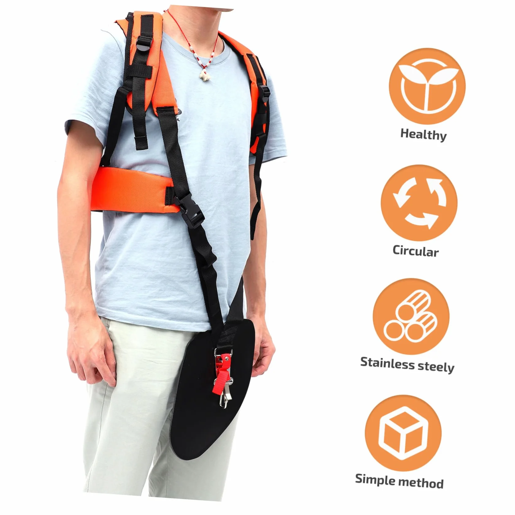 Gatuida 2piezas Correas Dobles para Cortacésped Arnés Acolchado Hombro Cinturón Práctico para Desbrozadora Uso Cómodo Jardinería