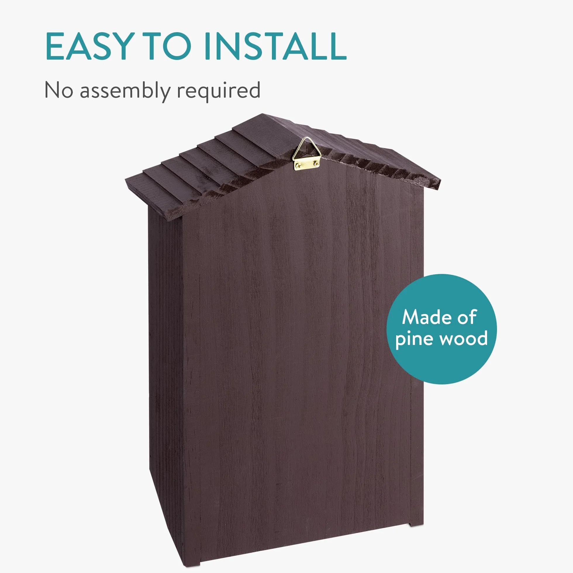 Navaris Casa para Murciélagos de Madera de Pino – Nido para Murciélagos con 2 Compartimientos, para Acoplar a Postes y Paredes
