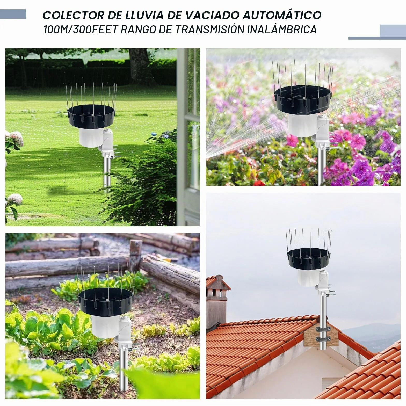 ECOWITT WH40 Pluviómetro Inalámbrico WiFi Autodrenante Sensor de Lluvia