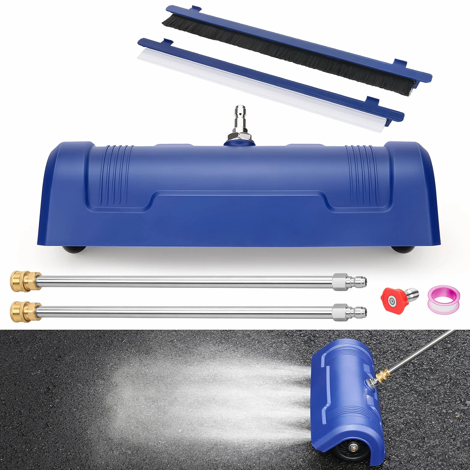 BlumWay Limpiador de superficies de lavado a presión de 15 pulgadas, 1200-4000 PSI con cepillo intercambiable, material resistente, enchufe rápido de 1/4 pulgadas, 2 x 15 varitas extendidas, boquilla