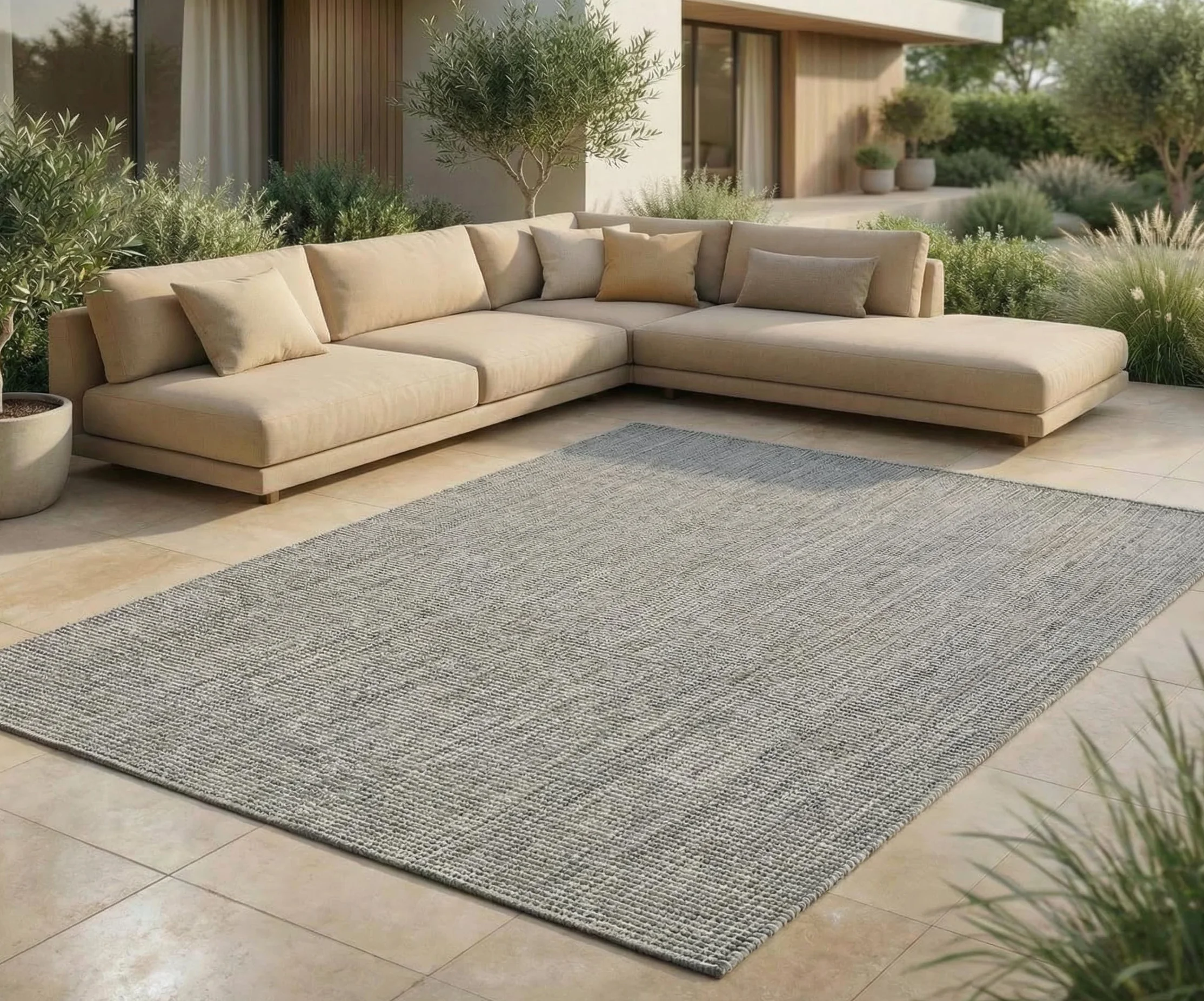 Jimri Alfombra Exterior 160x220 cm Plateada Resistente UV Agua