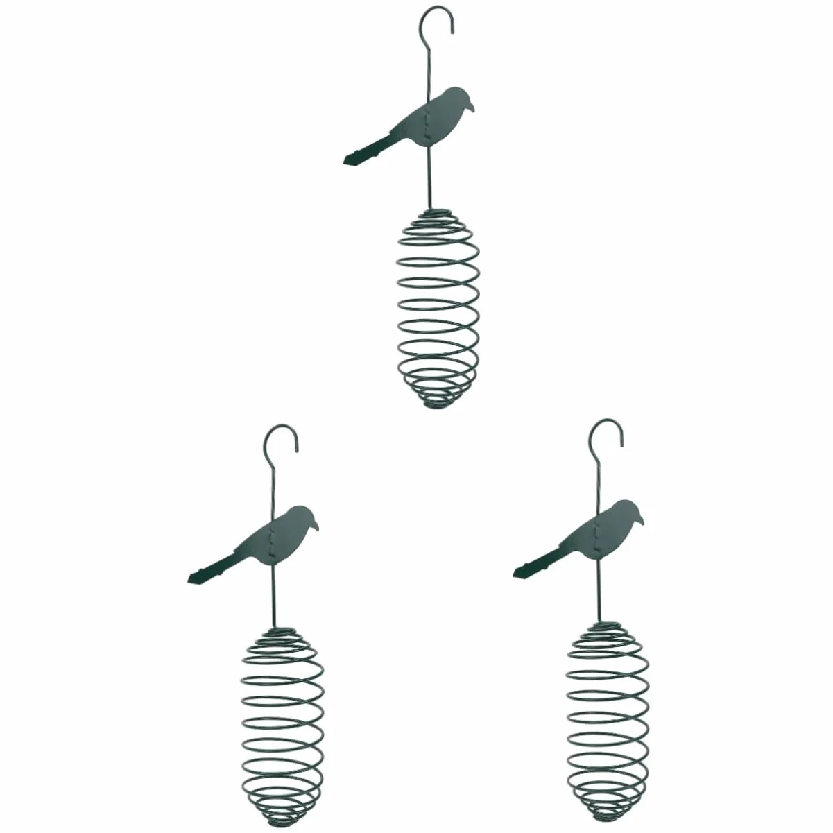 3 Jaulas para Pájaros Sebo para Pájaros Comedero De Metal Resistente Color Verde Oscuro.