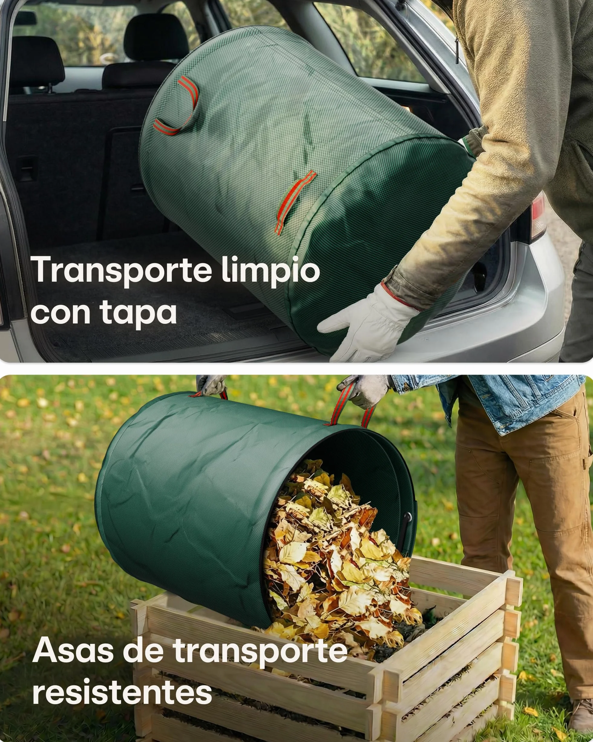 Praknu 500 L Bolsa Jardin Con Tapa Cremallera 4 Asas Resistentes Plegable Reutilizable Polipropileno XXL