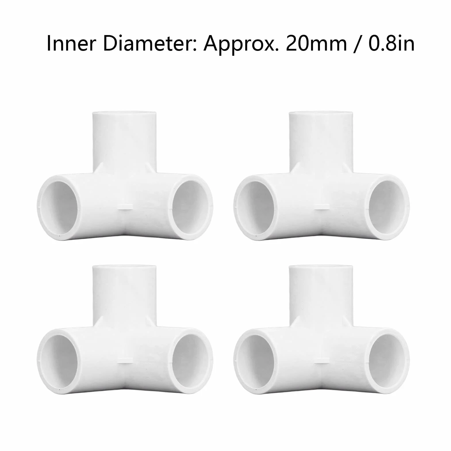 Tubo PVC 20mm Rígido, 10 Pcs Conectores en T de 3 Vías, Accesorios de Tubería para Suministro de Agua