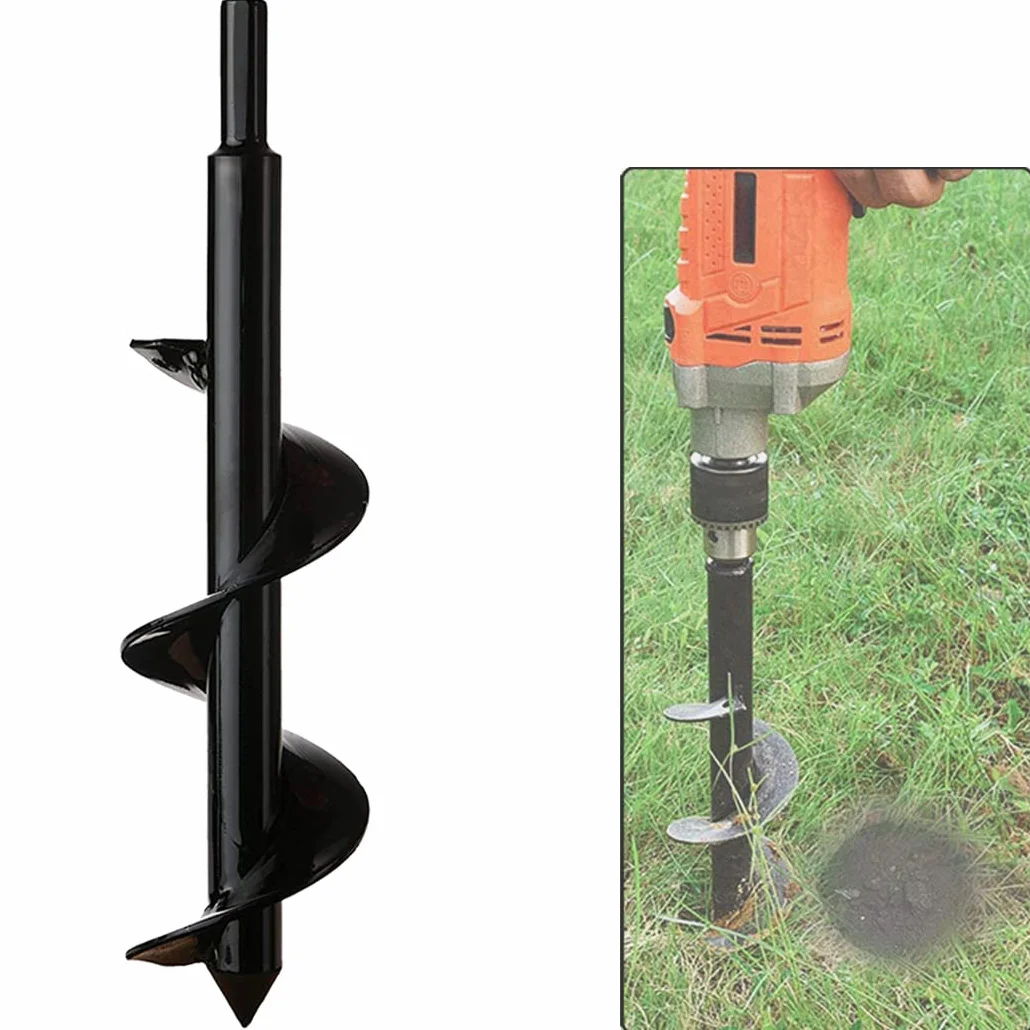 Taladro Sembradoras Jardín Excavadora, Cultivador de Suelo Broca Hex Inoxidable 8x30 cm para Plantar Árboles Arbustos