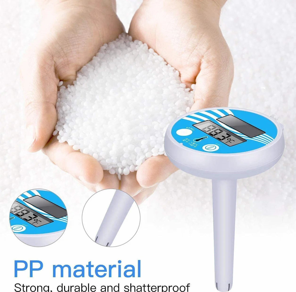 Termómetro Piscina Flotante Solar Digital con Cuerda Pantalla LCD