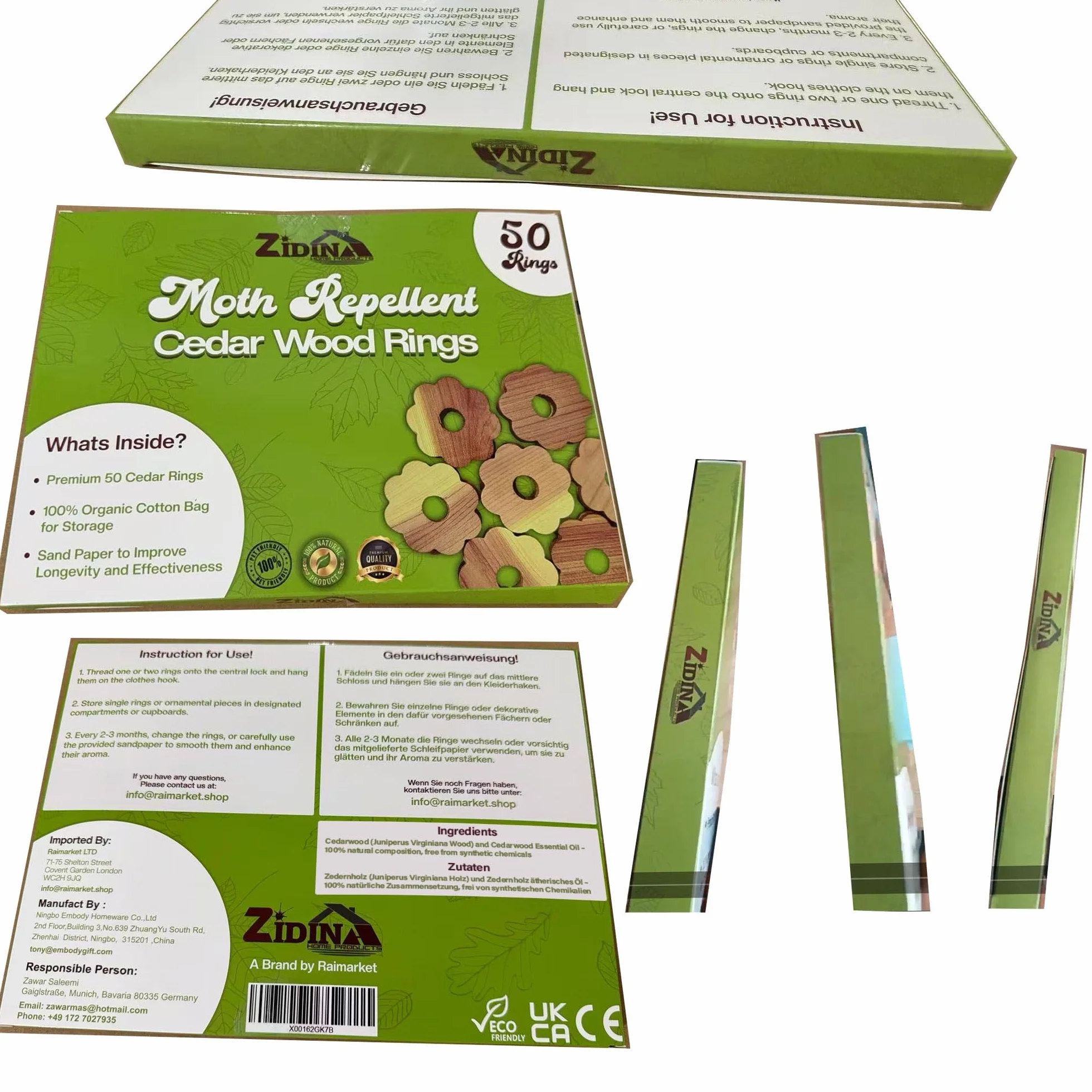 Antipolillas para Ropa Armario 50x Anillos de Madera de Cedro Aceite de Cedro 4.5ml Insecticida Plantas Orgánica