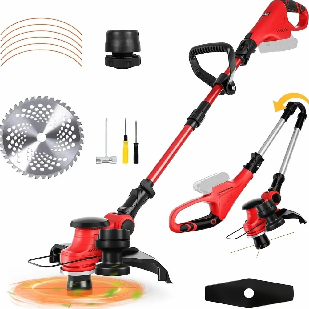 Desbrozadora Inalámbrica Plegable para Milwaukee 18V (sin Batería) | Cortabordes eléctrico sin escobillas, indicador de batería, cabezal giratorio 75° y mango giratorio 90°, para jardín