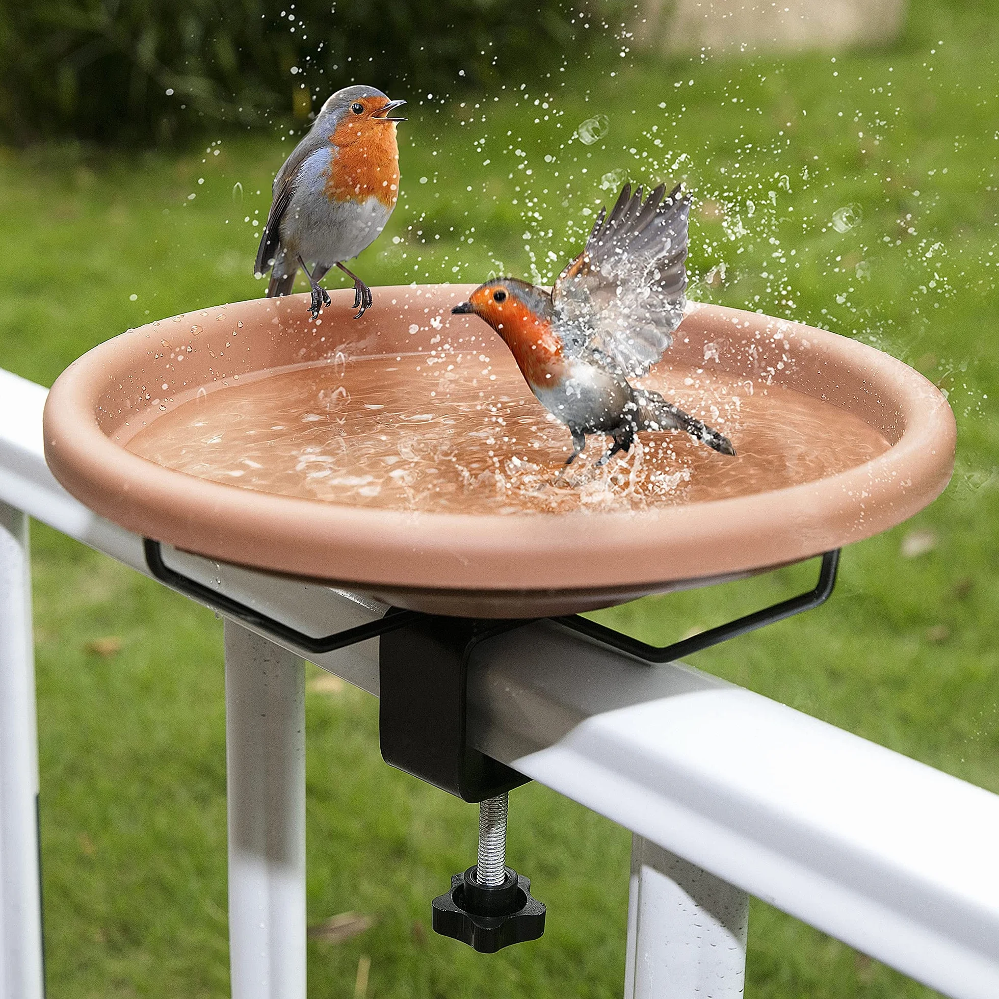 Cuenco para pájaros Montaje en Cubierta 30,5 cm Abrazadera de Valla Desmontable