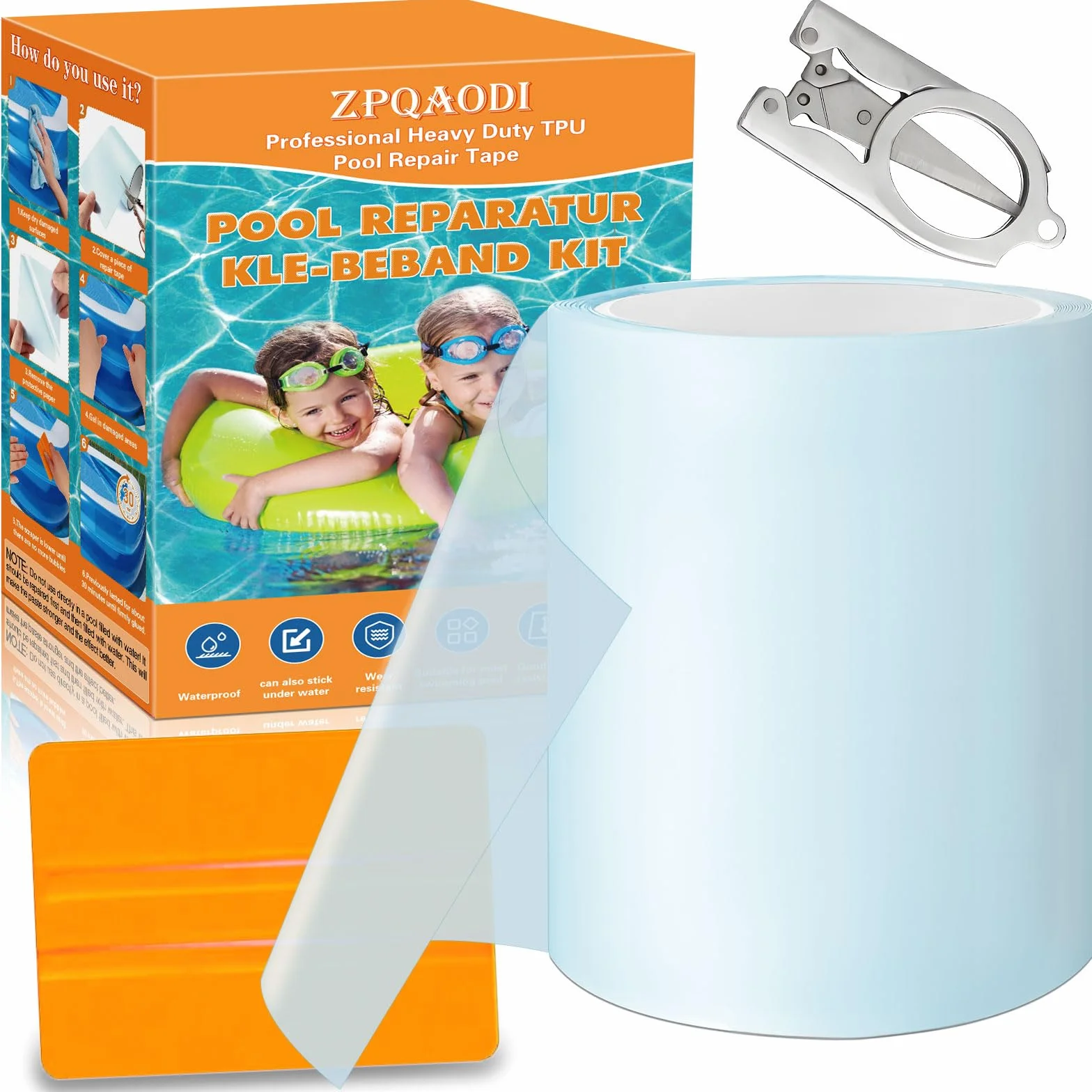 Cinta de Sellado Transparente Autoadhesiva 10 x 200 cm Resistente al Agua para Bote Inflable
