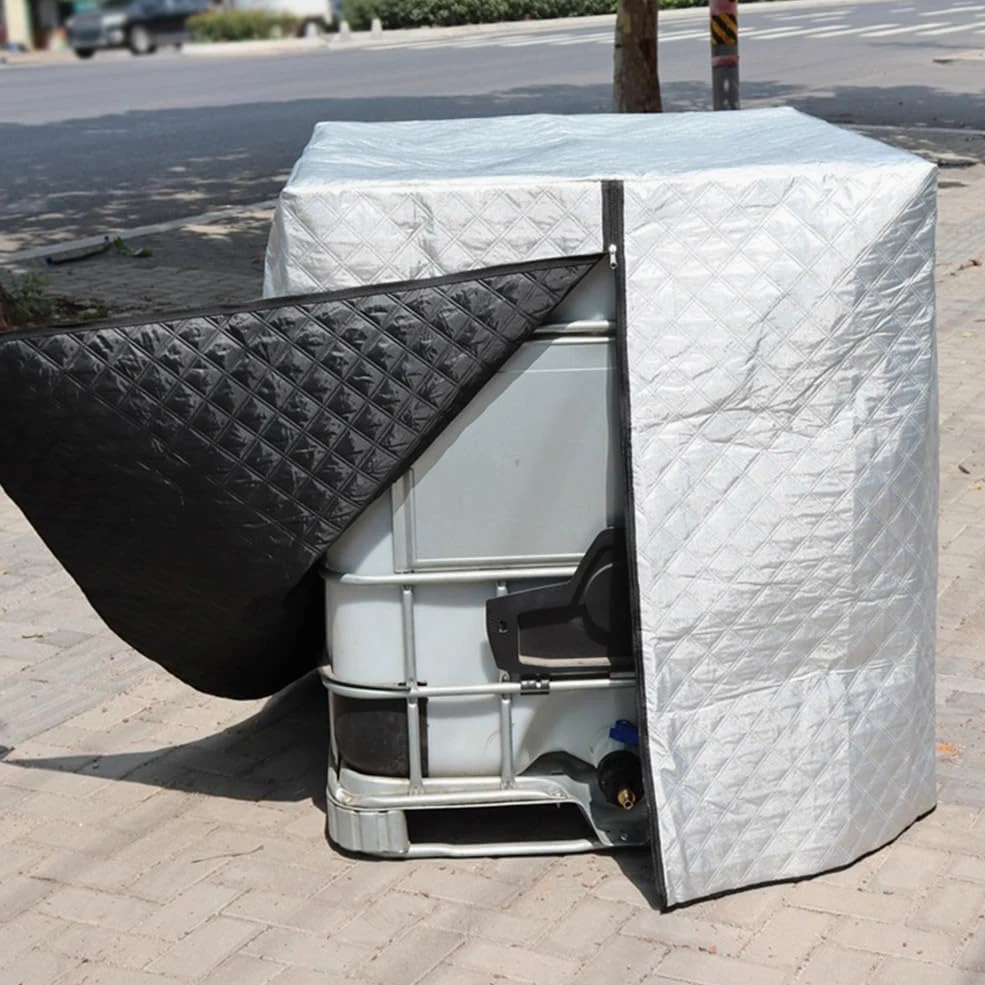 IBC - Cubierta protectora de invierno de 1000 L, con aislamiento térmico, tela Oxford, protección UV, para almacenamiento de contenedores de agua de lluvia, 120 x 100 x 116 cm (plata)