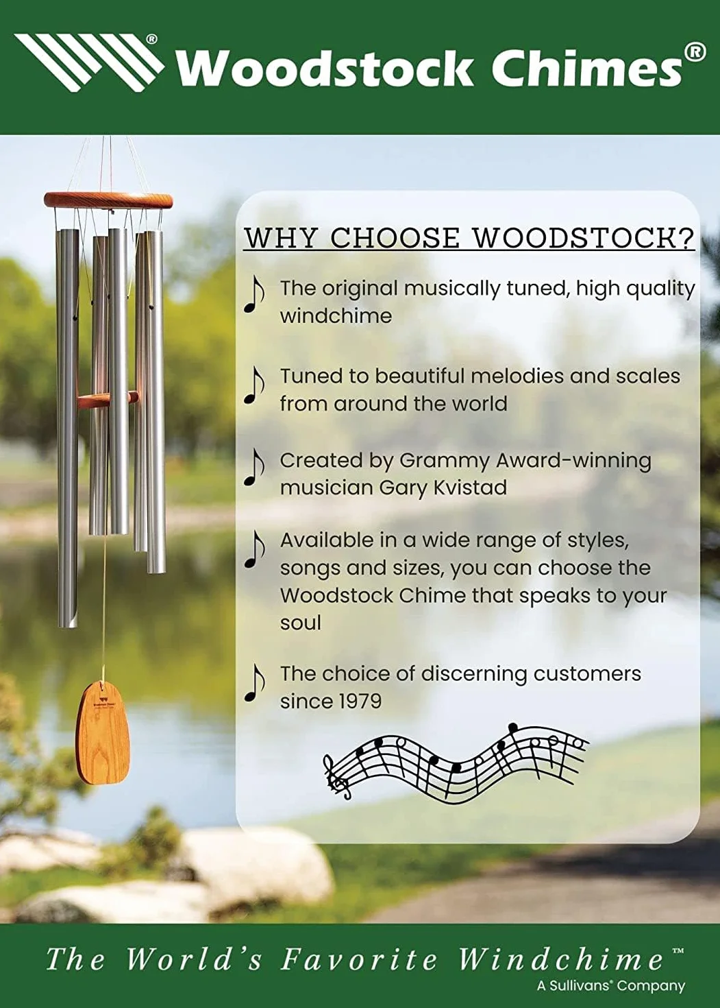 Woodstock Chimes Encore Marte Bronce Carrillón 5 Tubos Afinados para Jardín