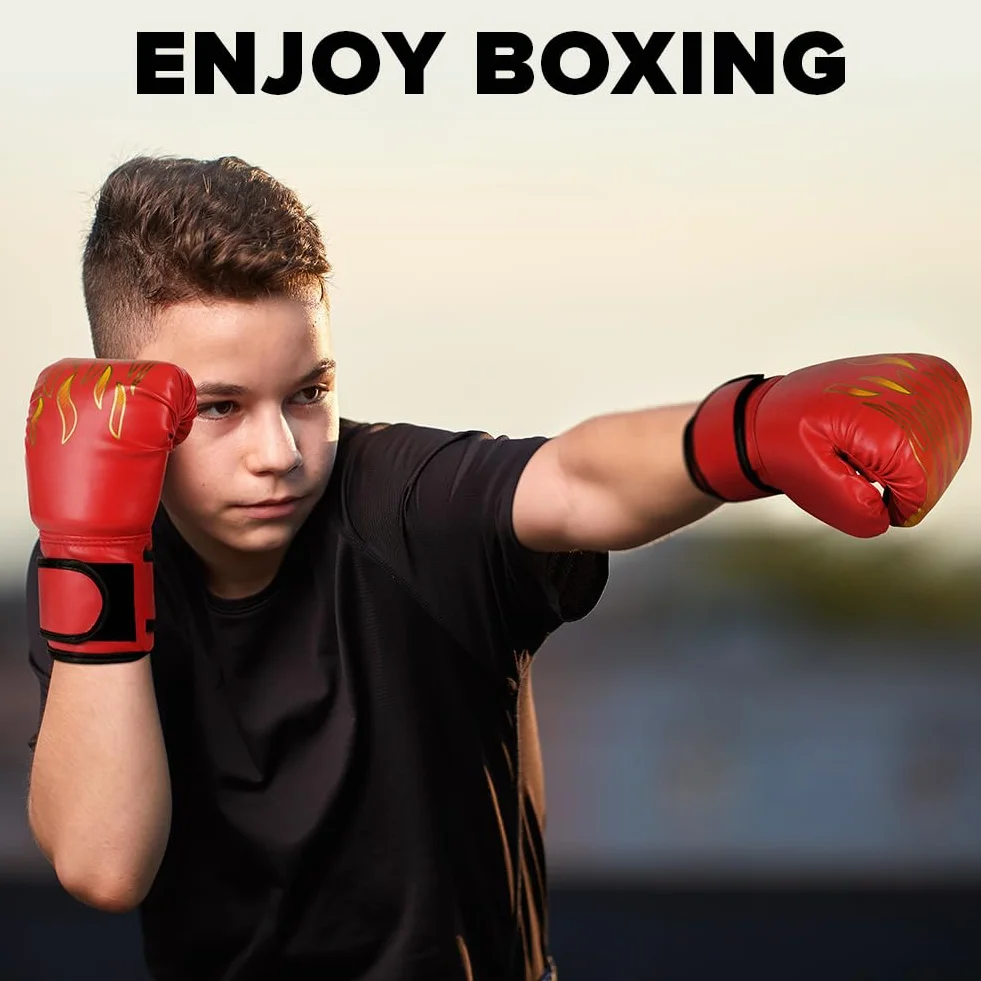 Flintronic Guantes de Boxeo para Niños 4OZ 6OZ Entrenamiento Kickboxing Muay Thai MMA