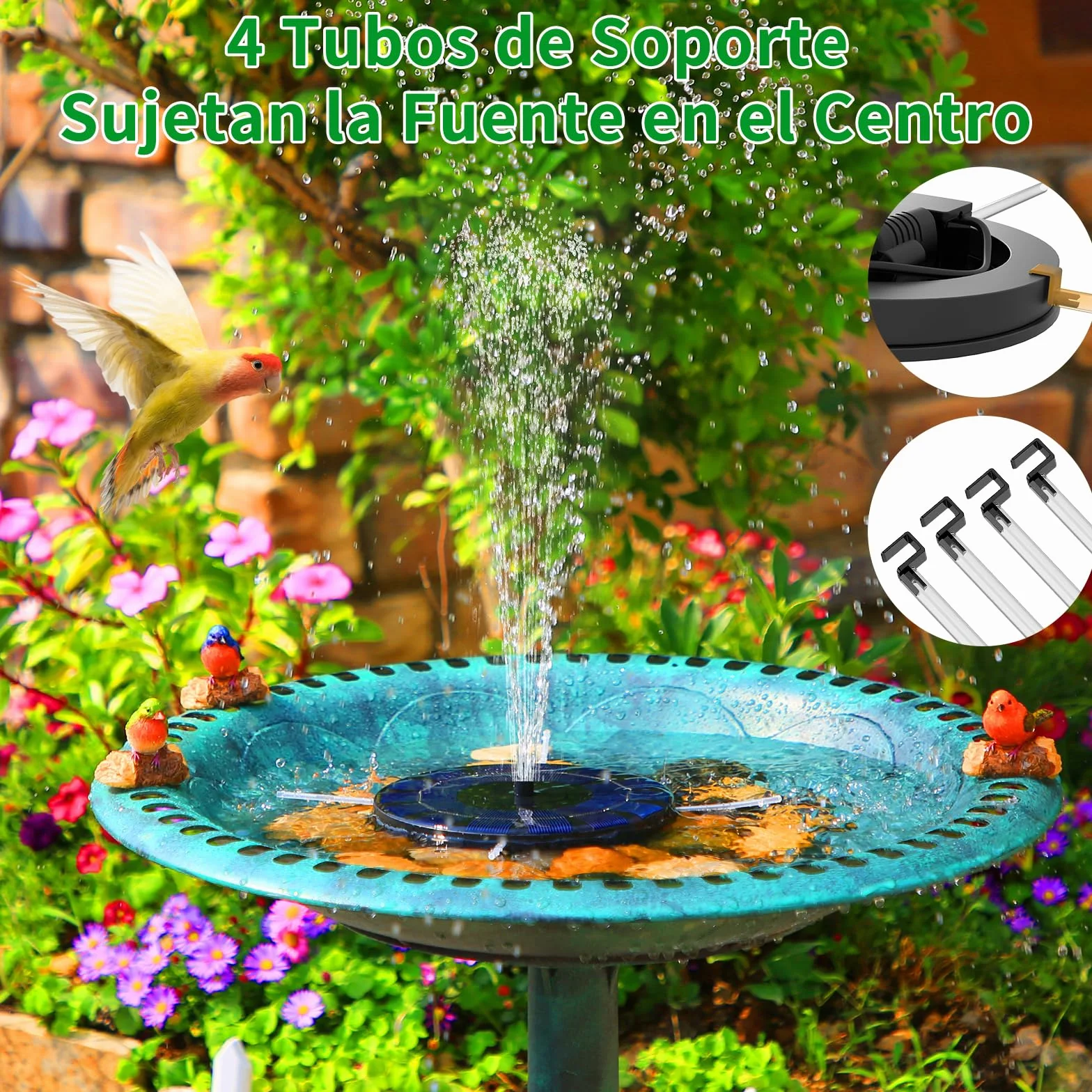 AISITIN Fuente Solar Jardin Exterior con Bomba de Agua 6 Boquillas