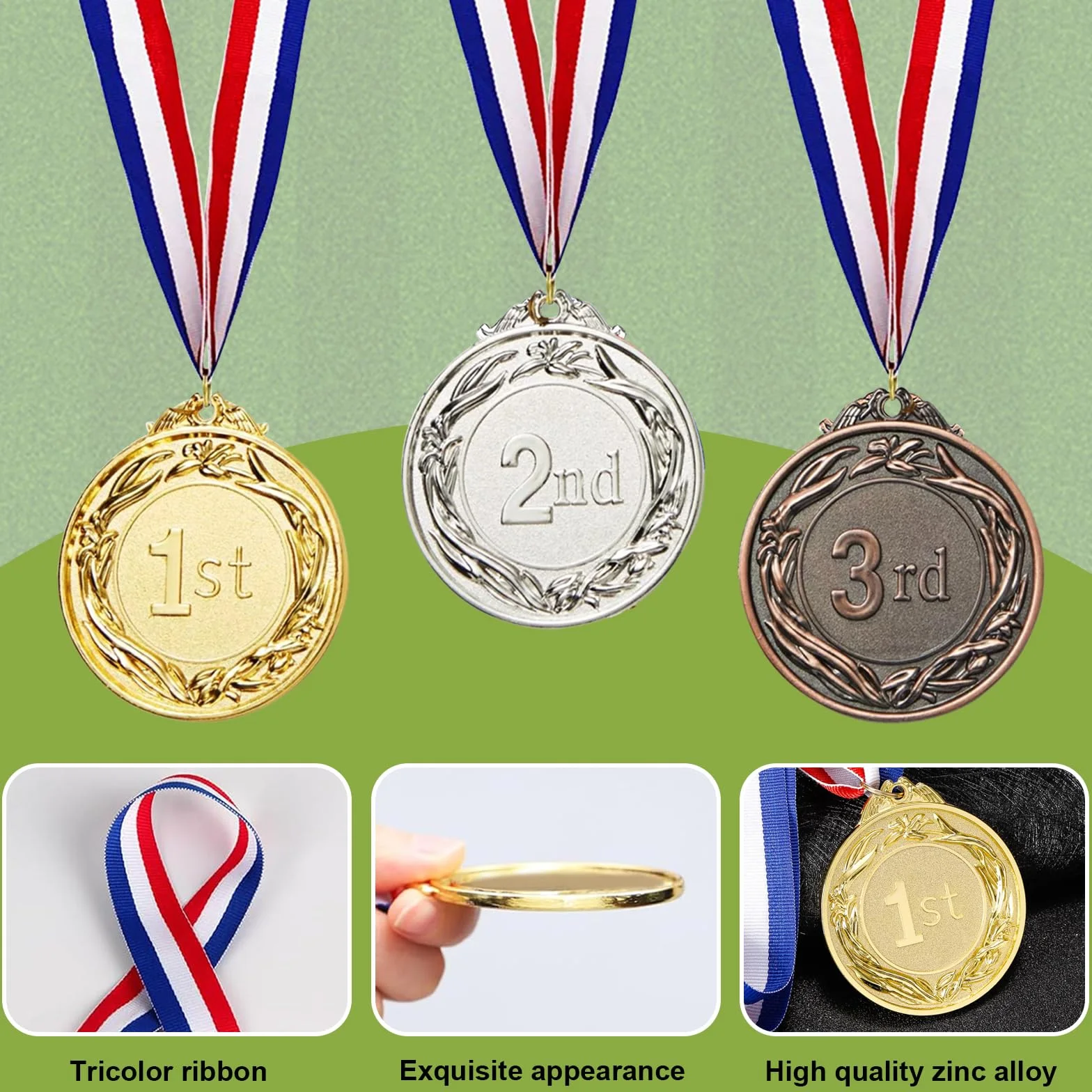 Medallas de Metal Oro Plata Bronce con Cintas para Niños Adultos Juegos Escolares Fútbol