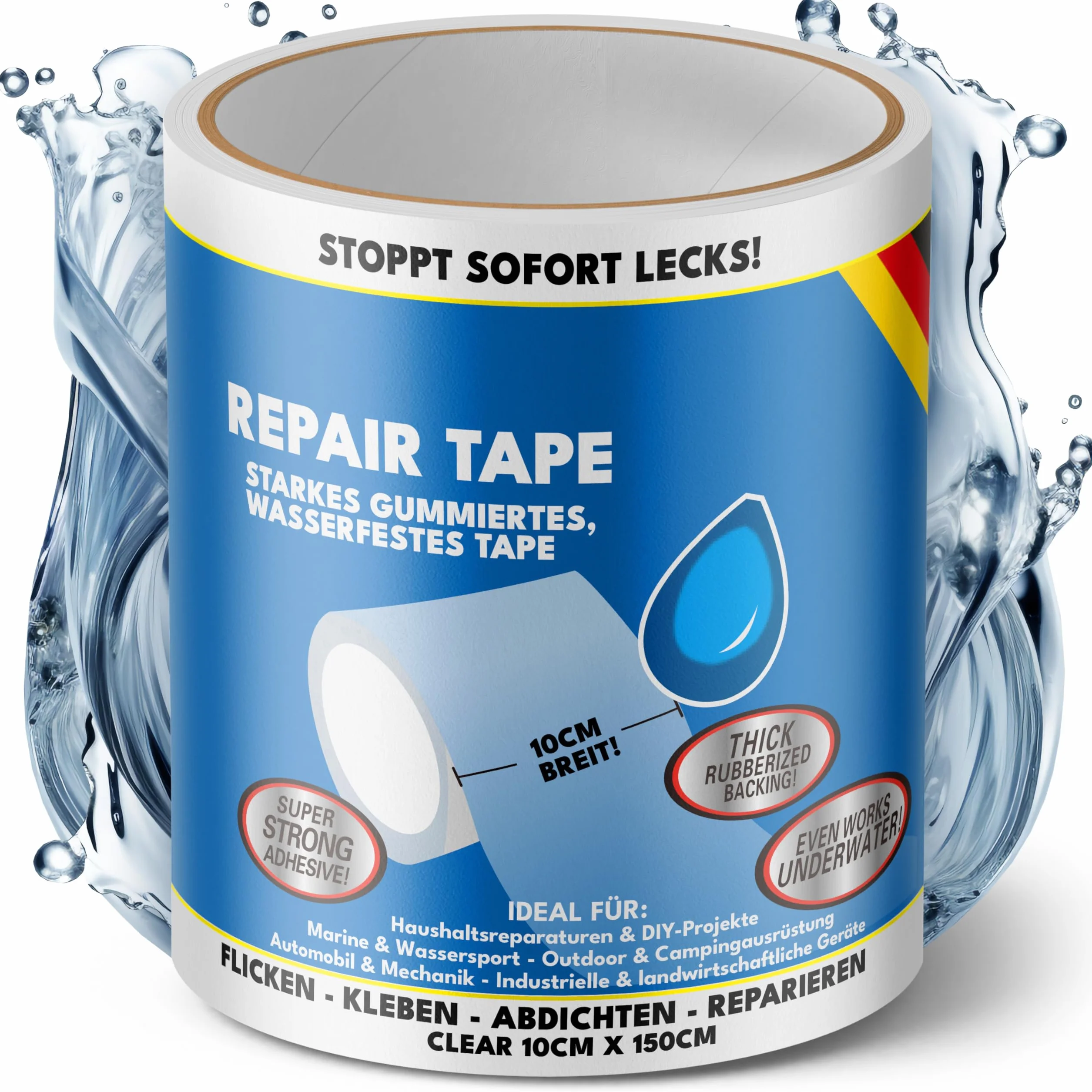 ATG Kit reparación piscina cinta adhesiva impermeable transparente 10×150 cm selladora PVC liner