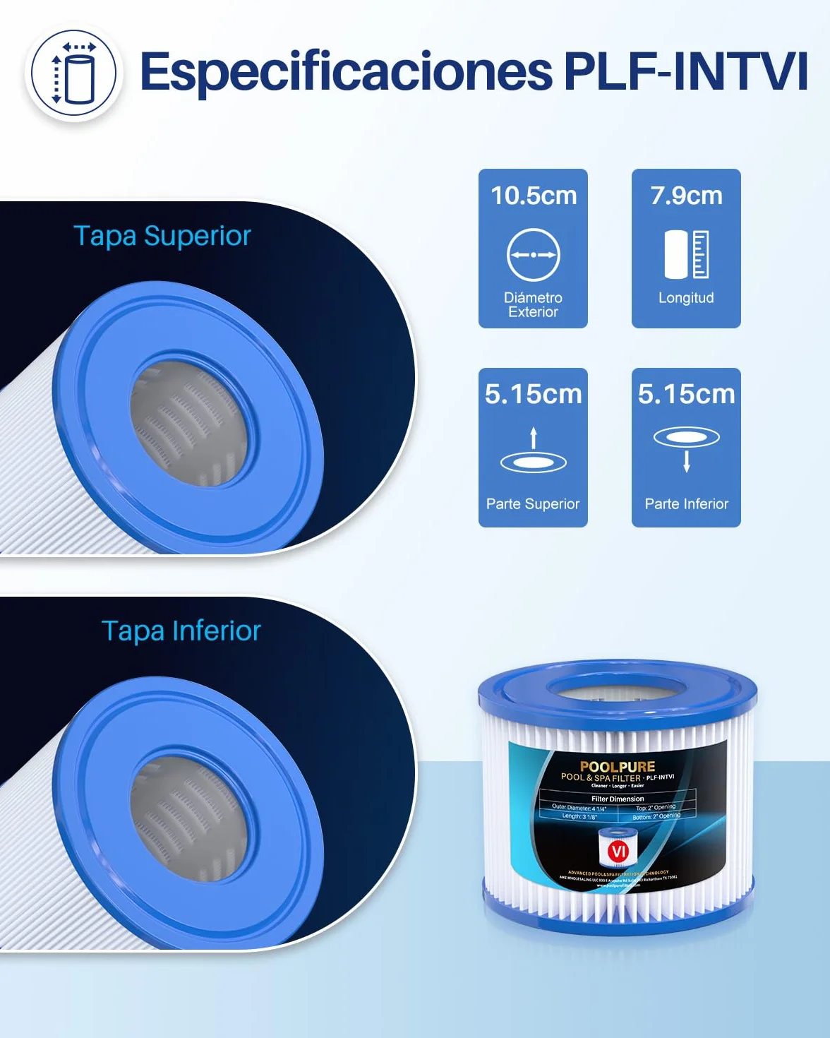 POOLPURE Filtro Tipo Vi Cartucho Piscina Lote de 6 Coleman SaluSpa 90352E