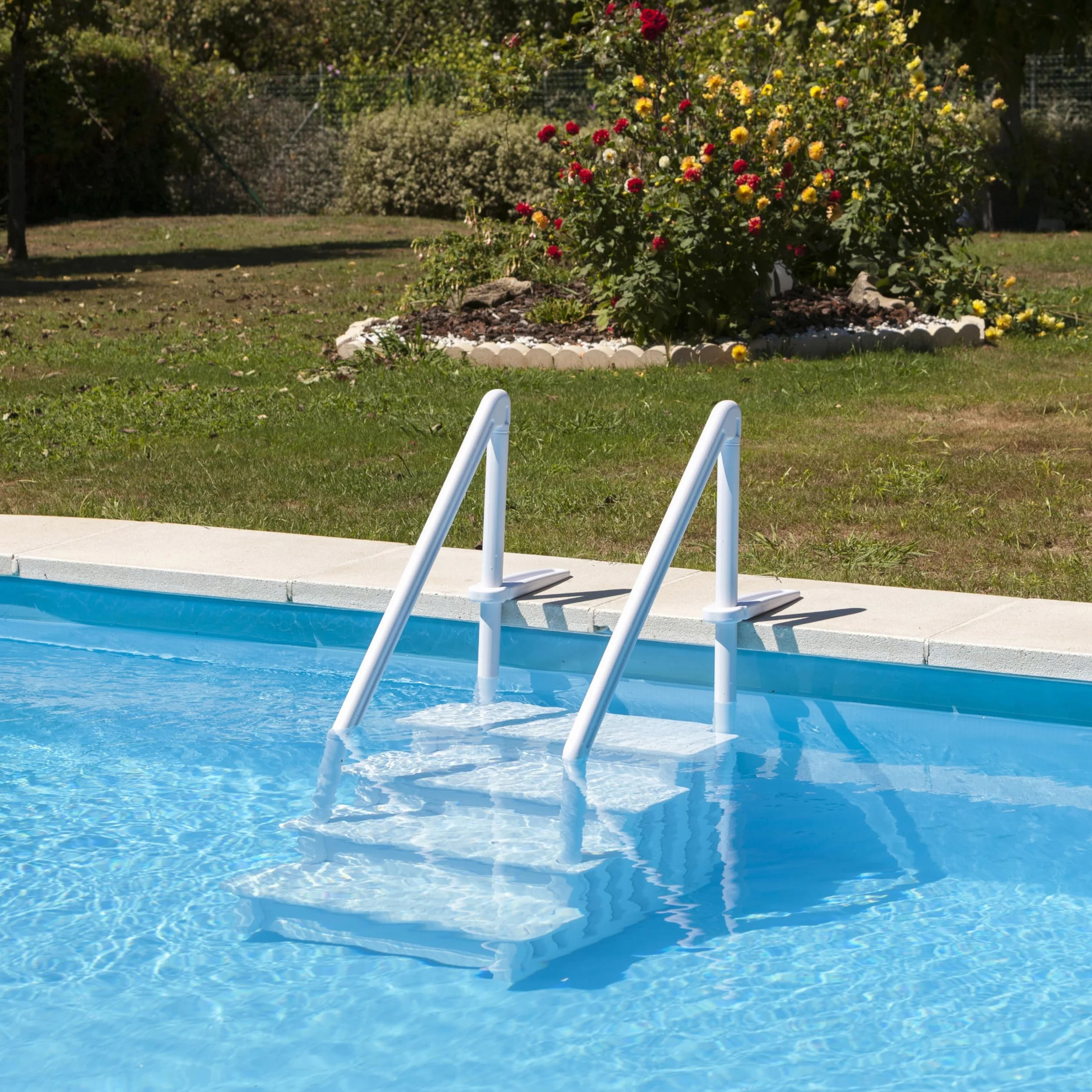 Escalera Antideslizante para Piscina Enterrada 4 Peldaños Blanca 80x92x206 cm