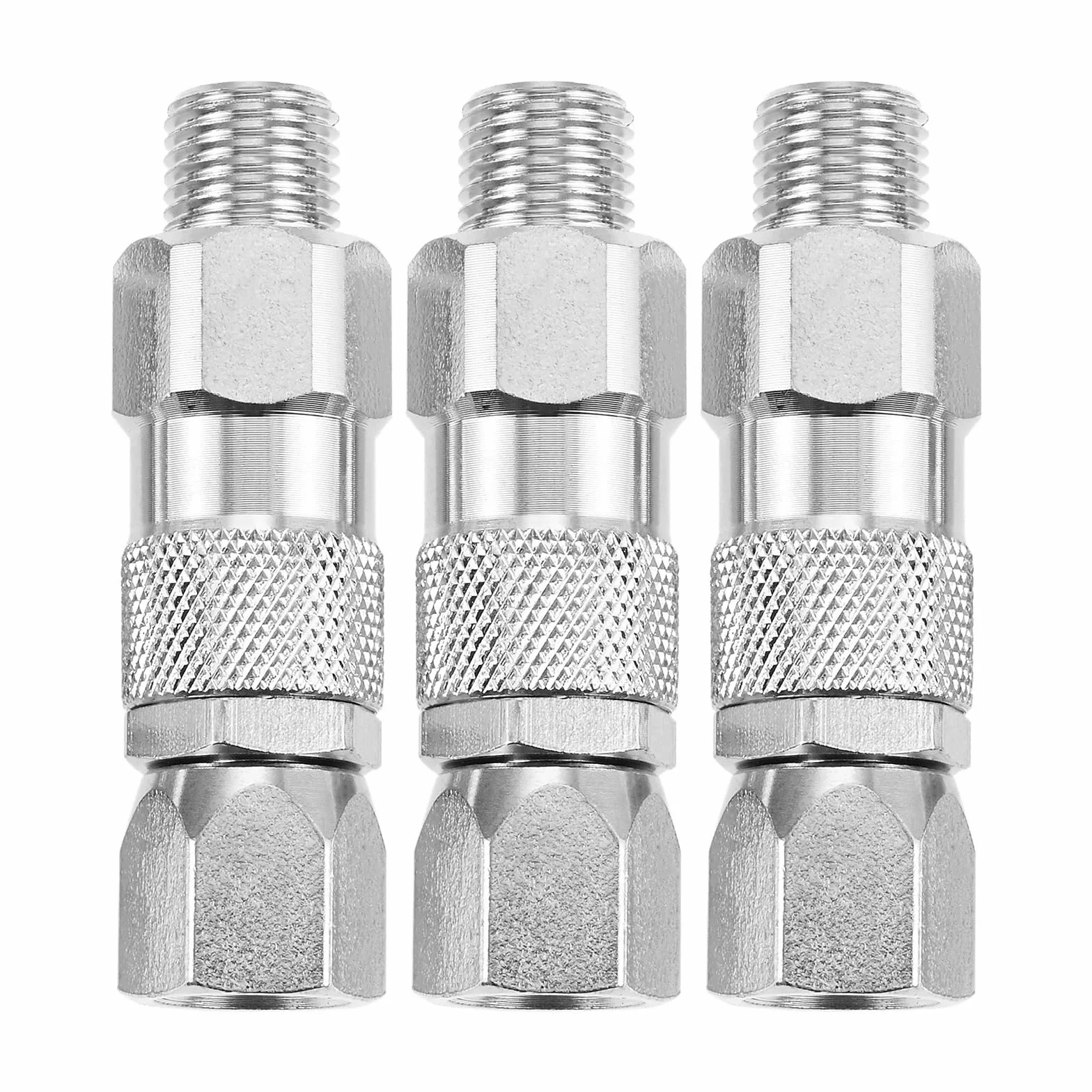 Conector giratorio de 1/4 pulgadas para manguera para PISTOLA DE PULVERIZACIÓN, juntas giratorias 360 ​​grados, accesorio acero inoxidable, 3 uds