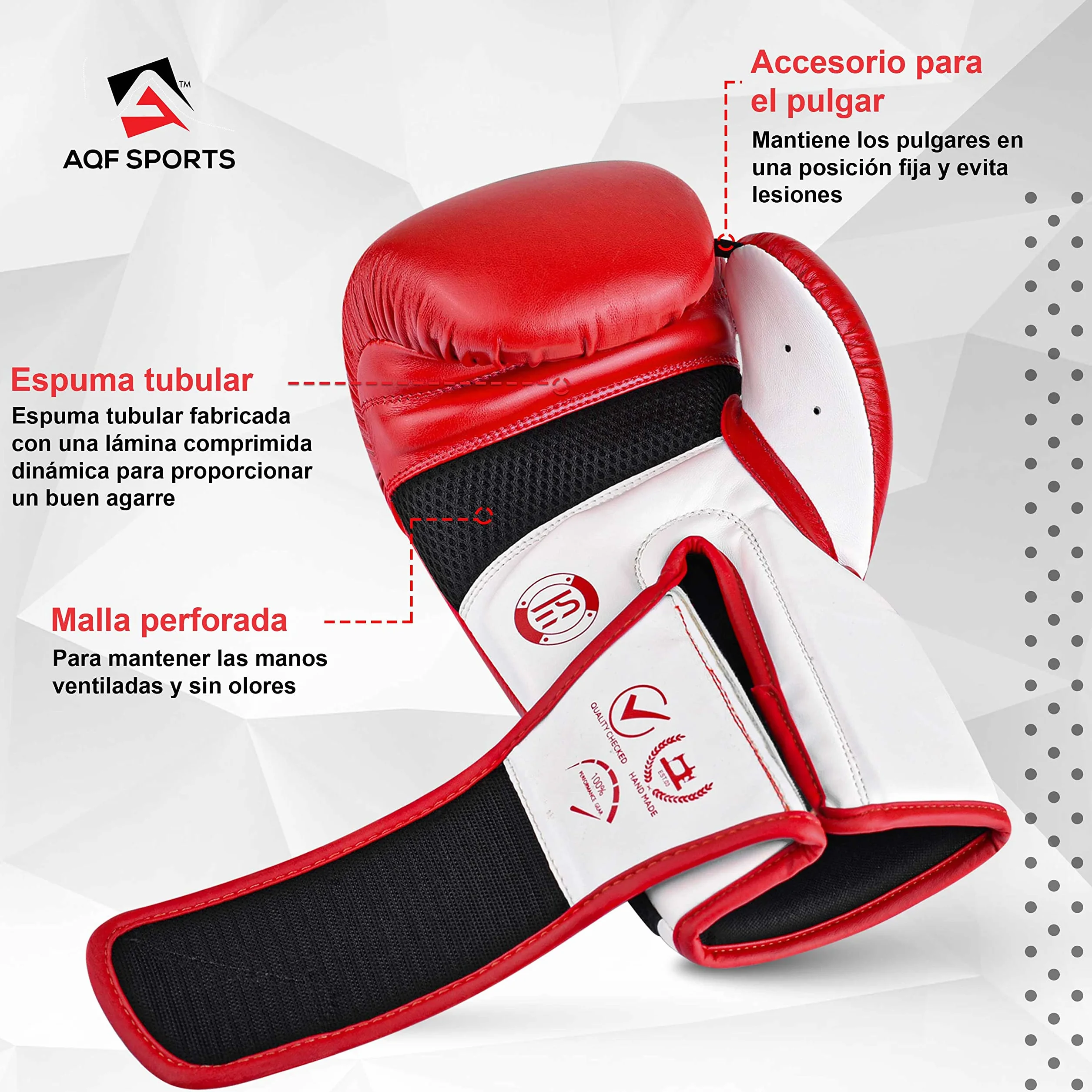AQF Guantes Boxeo Cuero Saco Boxeo Guantillas MMA Kick Boxing Muay Thai UFC Capa Extra Acolchado 8 10 12 14 16 Oz