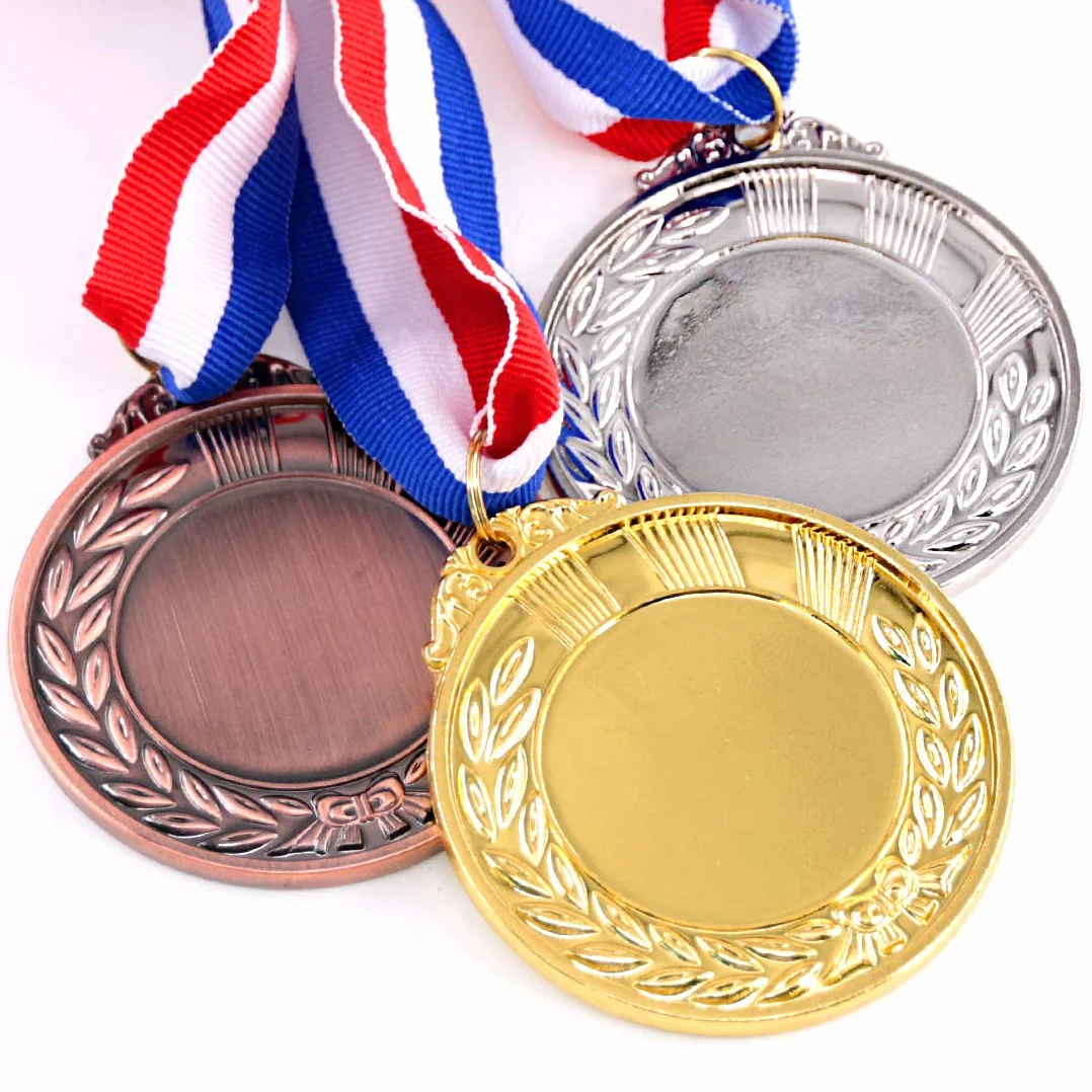 Swpeet Medallas de metal dorado y plata bronce con cinta olímpico 1er segundo tercer lugar