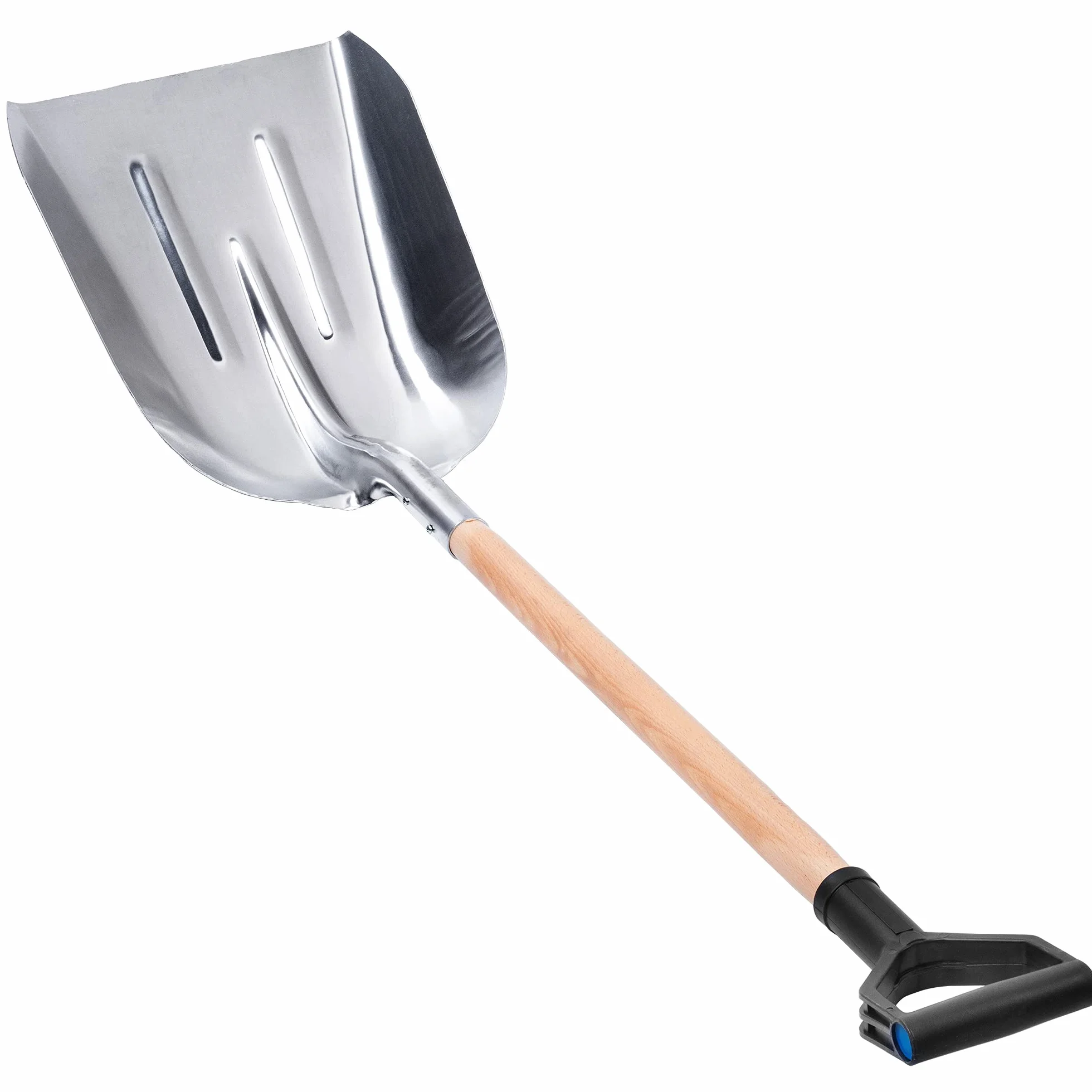 KADAX Pala de arena con mango largo de madera, mango en D, pala de nieve, pala de jardín de aluminio
