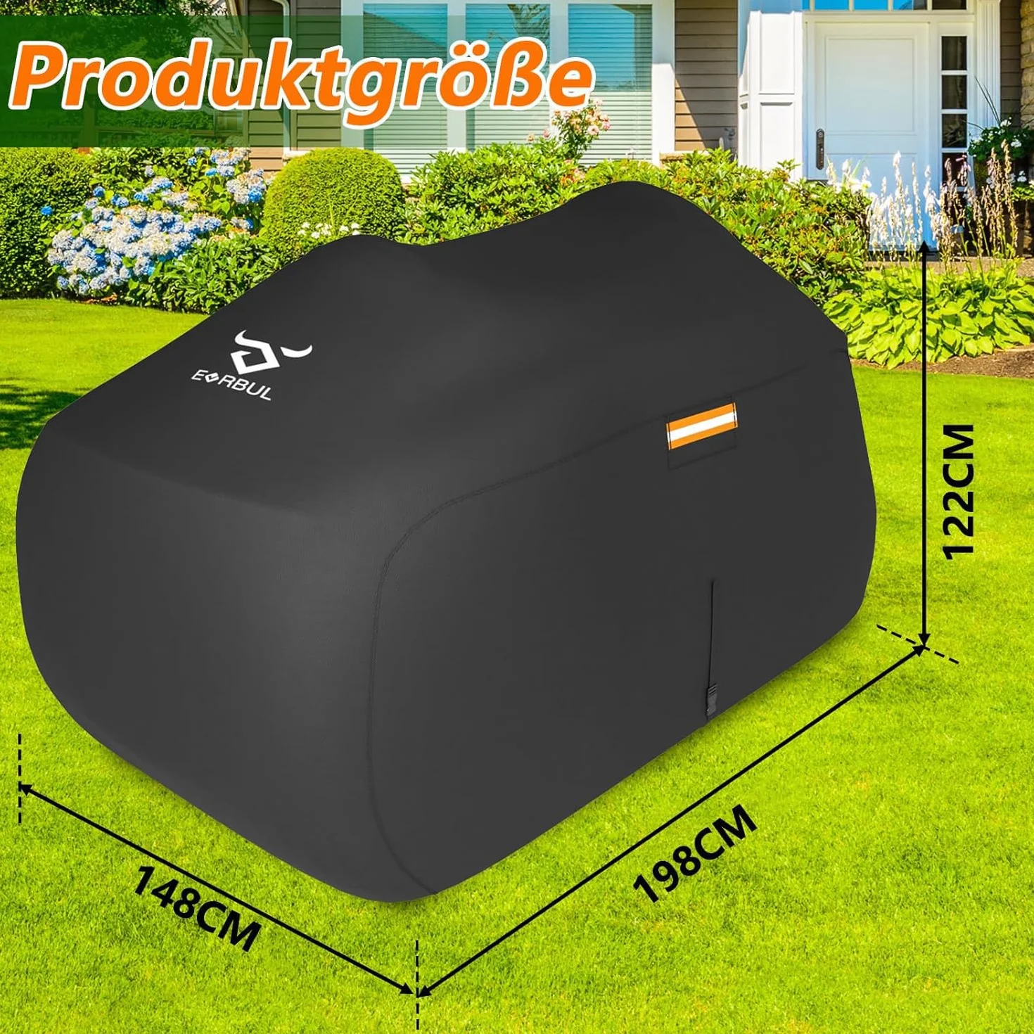 EVRBUL Cubierta para cortacésped resistente al agua 420D, resistente a los rayos UV, a prueba de polvo, para el almacenamiento de cortadoras de césped al aire libre, con bolsa de almacenamiento
