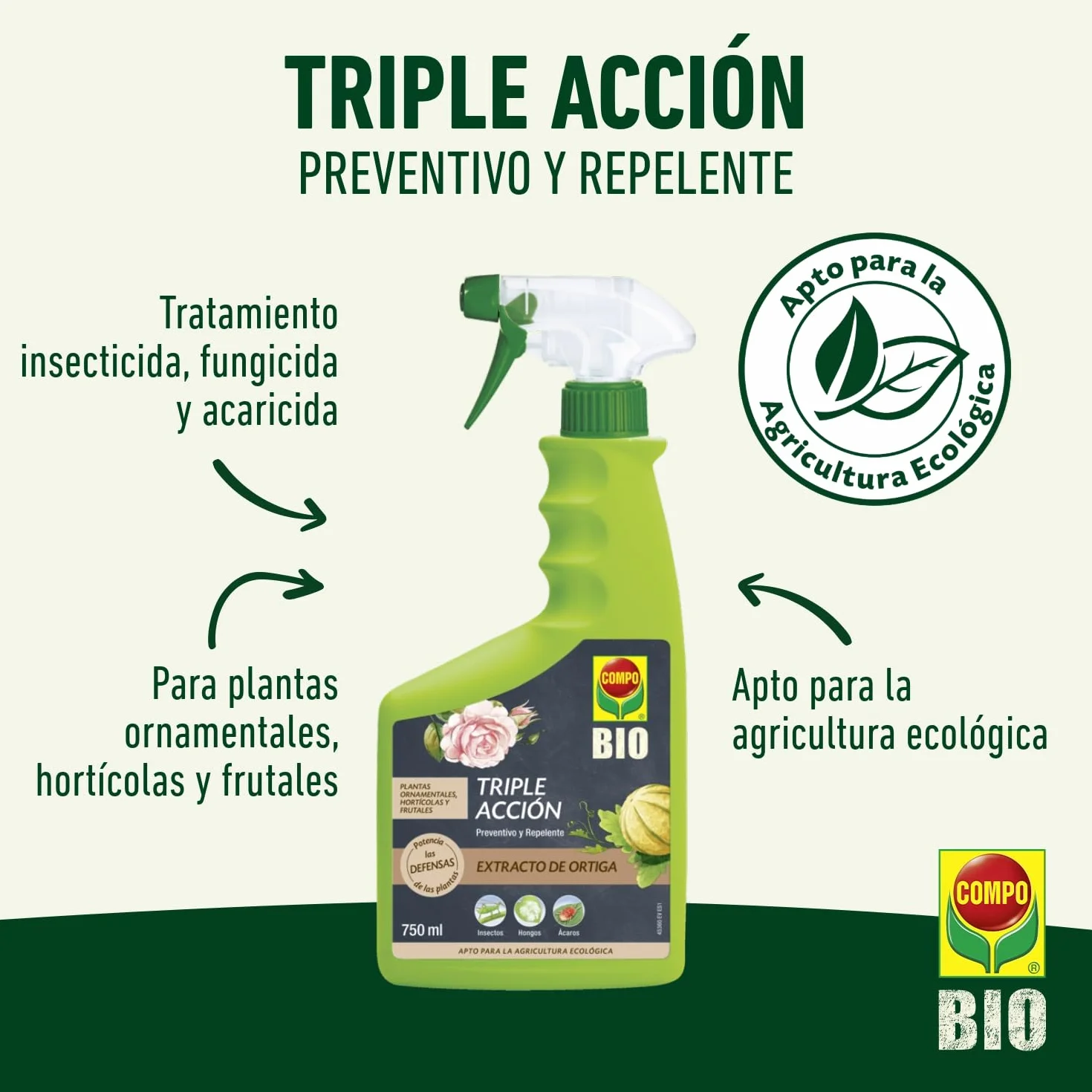 COMPO BIO Triple Acción 750 ml Środek ochrony roślin przeciw owadom, grzybom i roztoczom