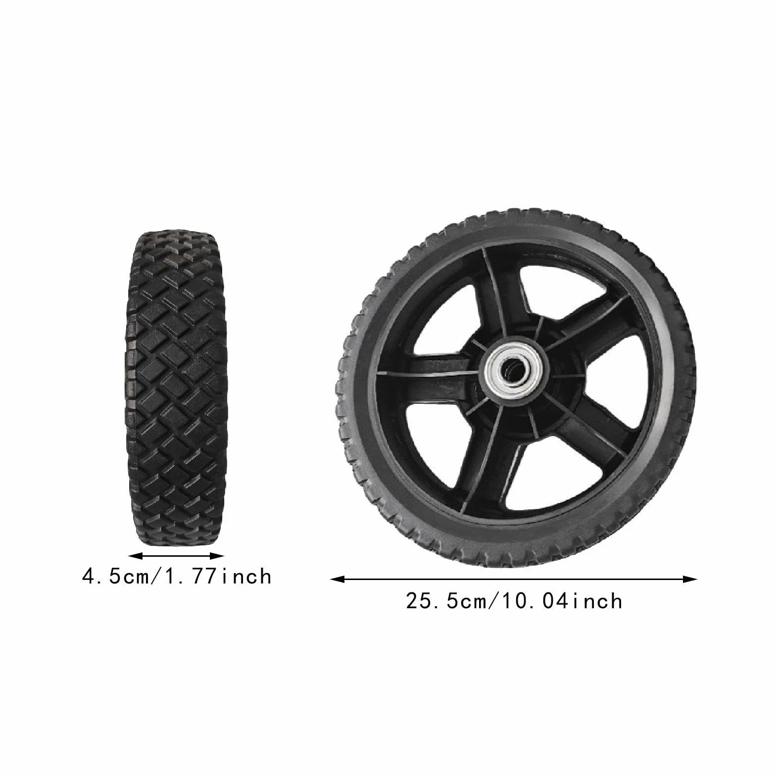 para Cortacésped, Ruedas para Cortacésped de Empuje, Reemplazan Las Tuercas de Los Pernos para Carros, Remolques de Tractores Cortacésped Y C, 10inch 25.5x4.5cm